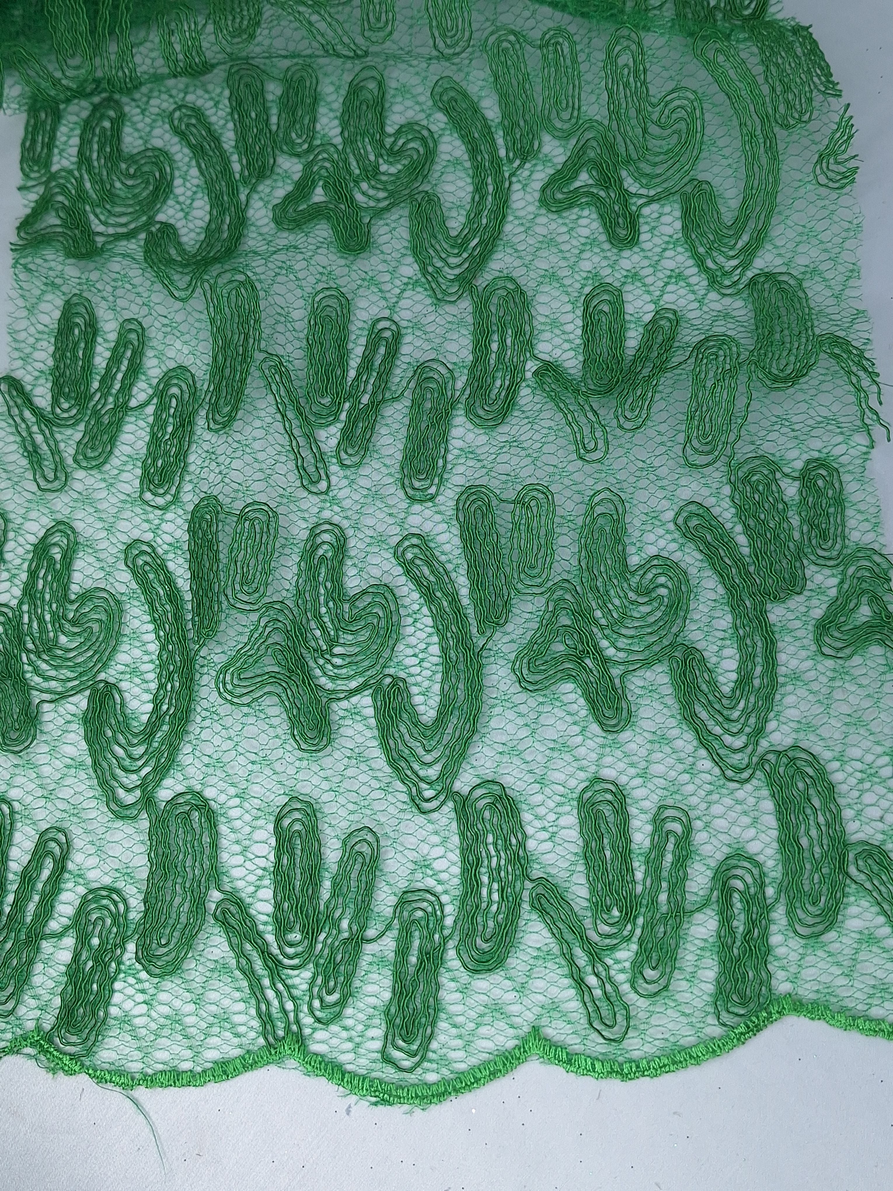 Tul bordado color jade H164, ideal para vestidos de noche de boda y de XV años