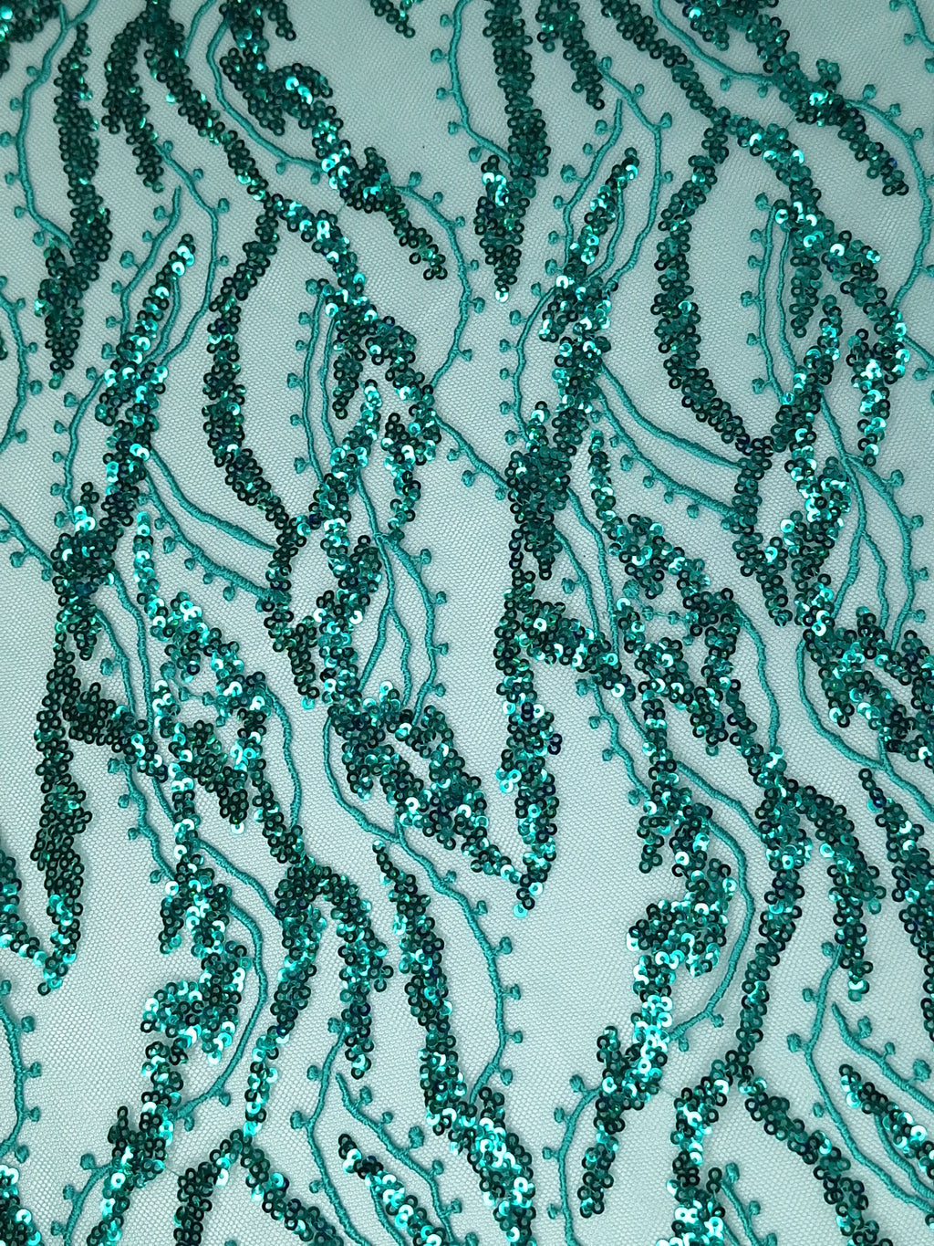 Tul bordado color jade A925, ideal para vestidos de noche de boda y de XV años