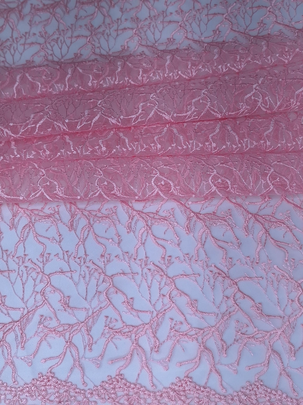 Tul bordado color rosa H175, ideal para vestidos de noche de boda y de XV años
