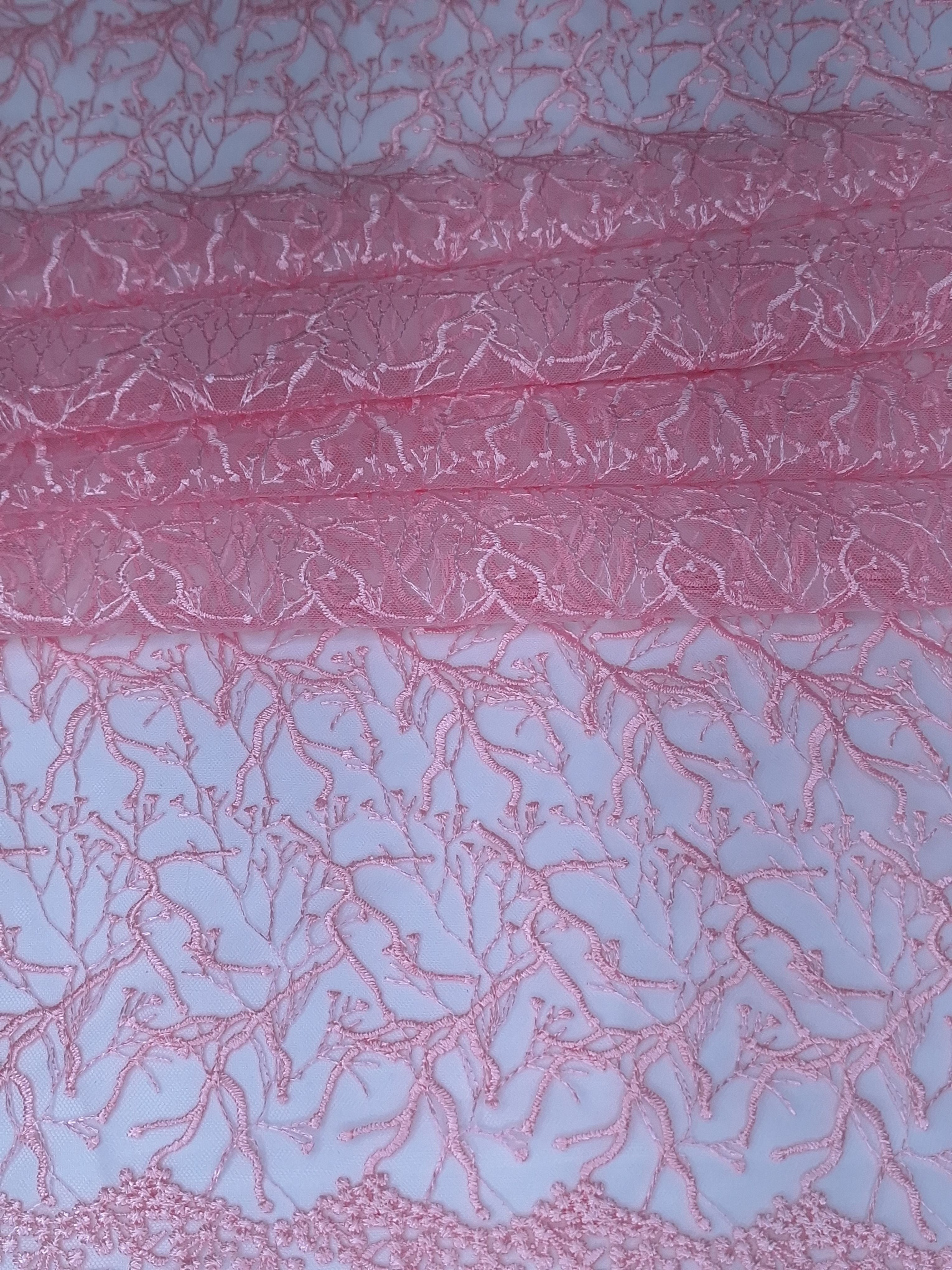 Tul bordado color rosa H175, ideal para vestidos de noche de boda y de XV años