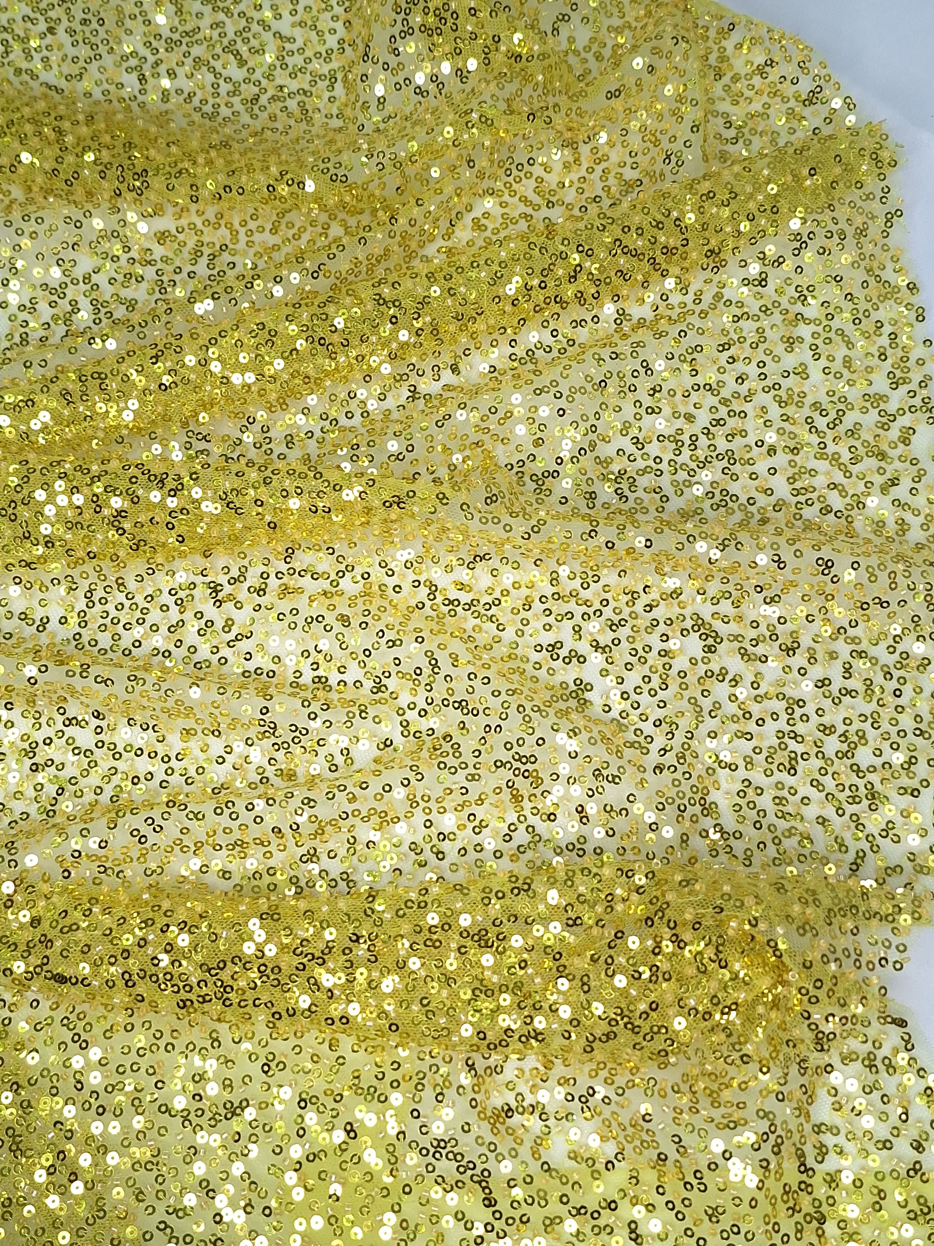 Tul bordado color amarillo A979, ideal para vestidos de noche de boda y de XV años