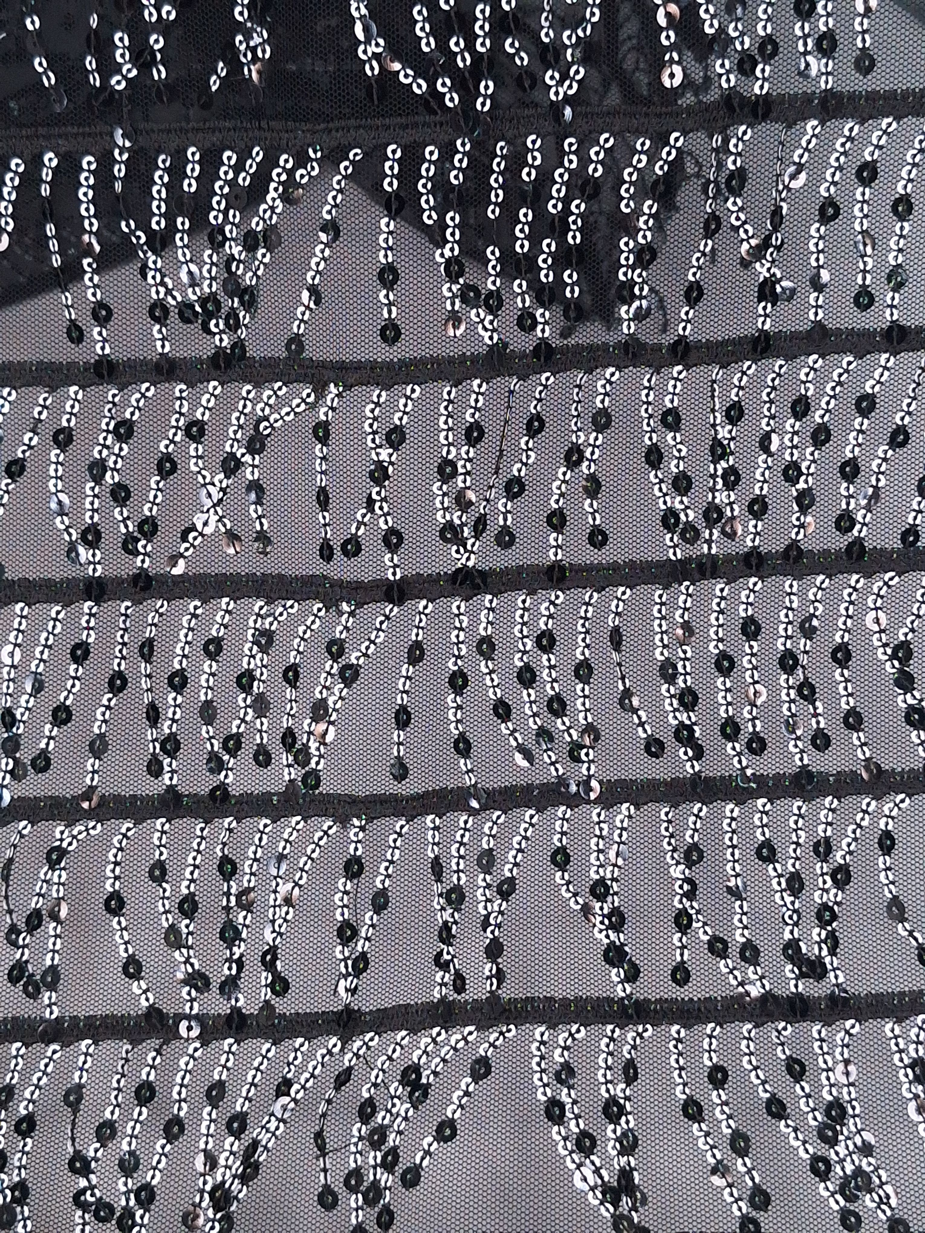 Tul bordado color negro A677, ideal para vestidos de noche de boda y de XV años
