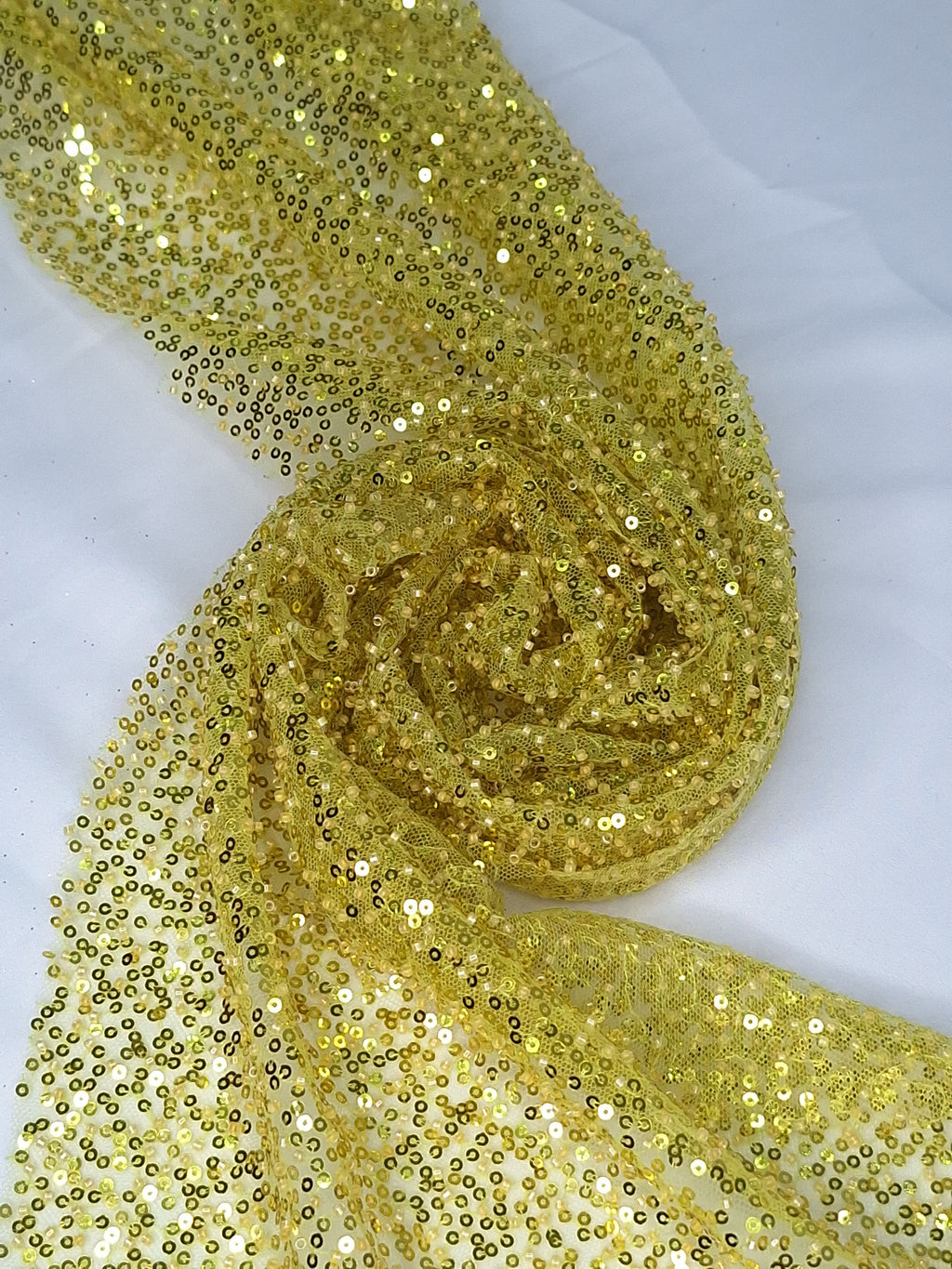 Tul bordado color amarillo A979, ideal para vestidos de noche de boda y de XV años