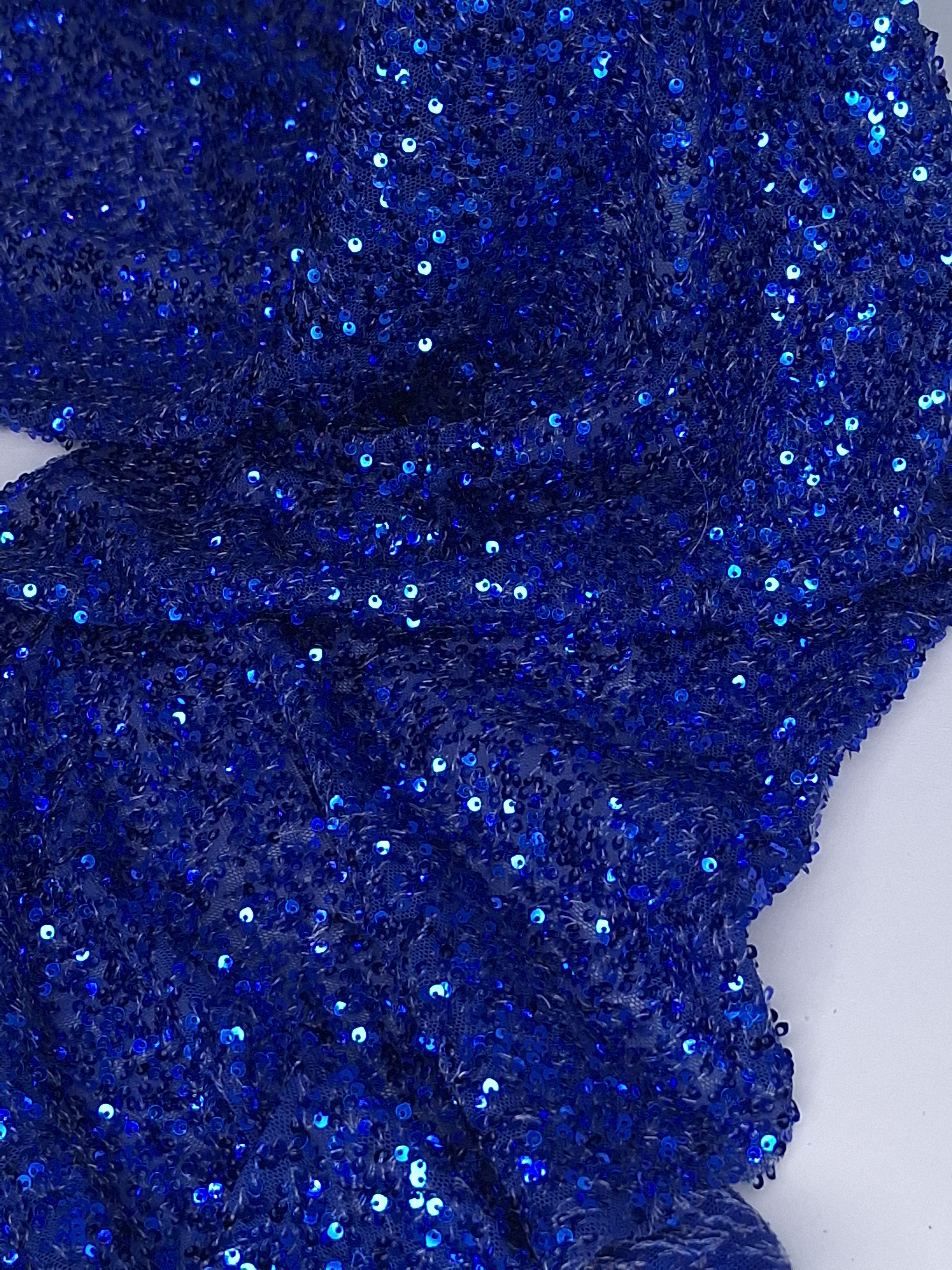 Tul bordado color azul rey A912, ideal para vestidos de noche de boda y de XV años