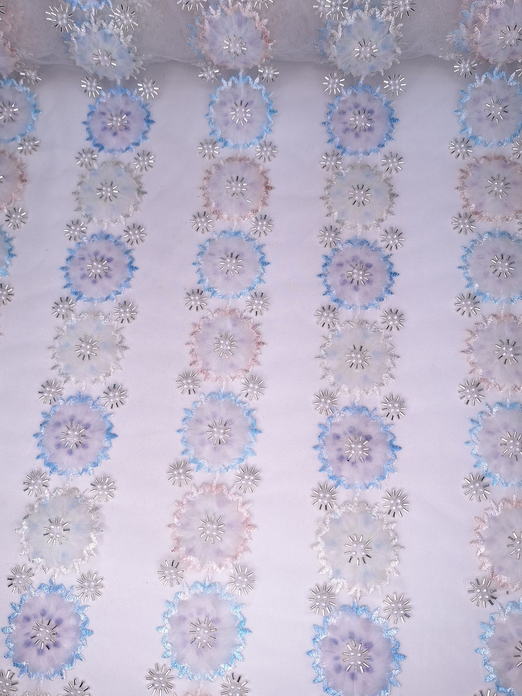 Tul bordado color azul H029, ideal para vestidos de noche de boda y de XV años