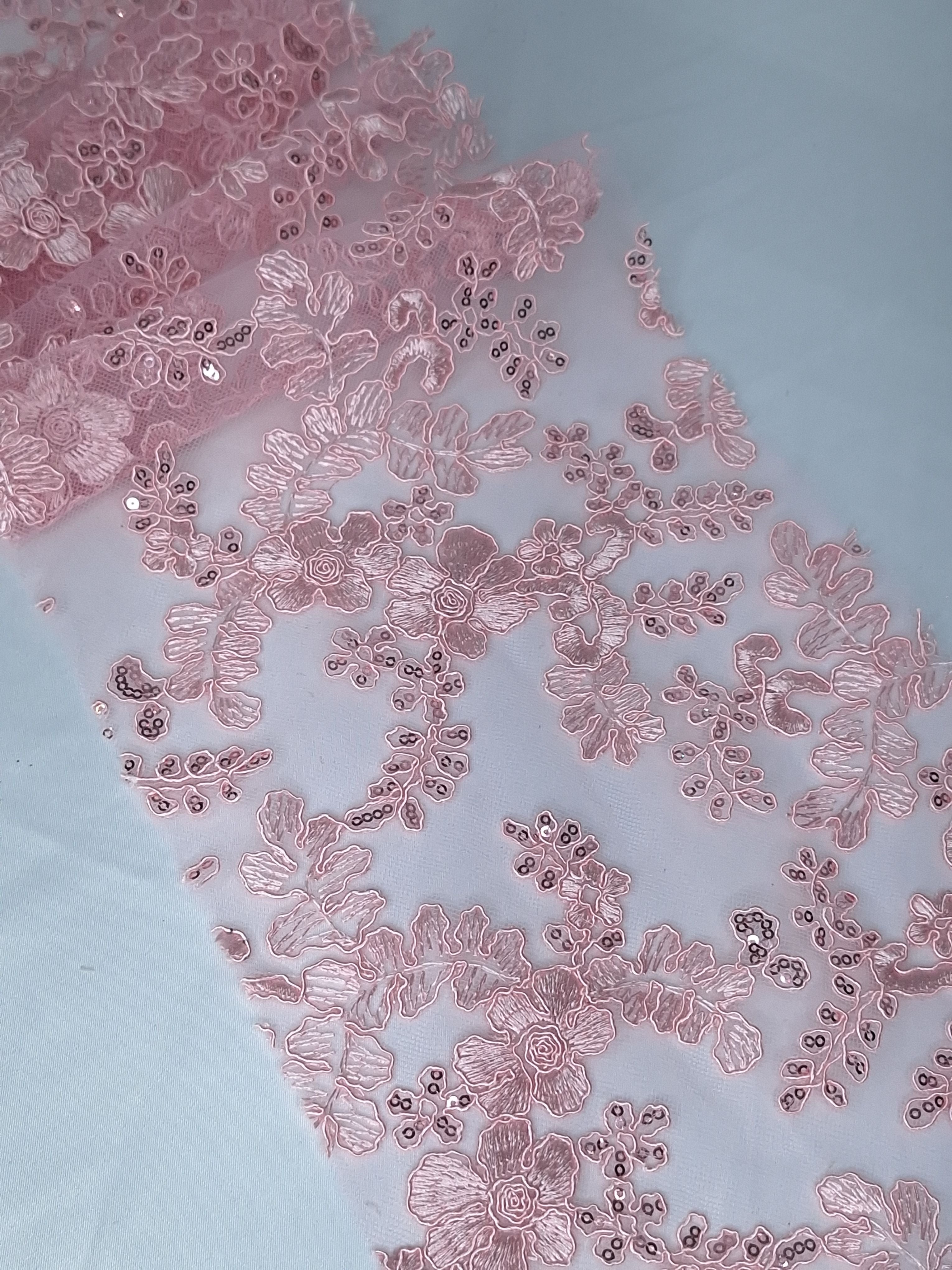 Tul bordado color rosa claro H165, para vestidos de noche de boda y de XV años