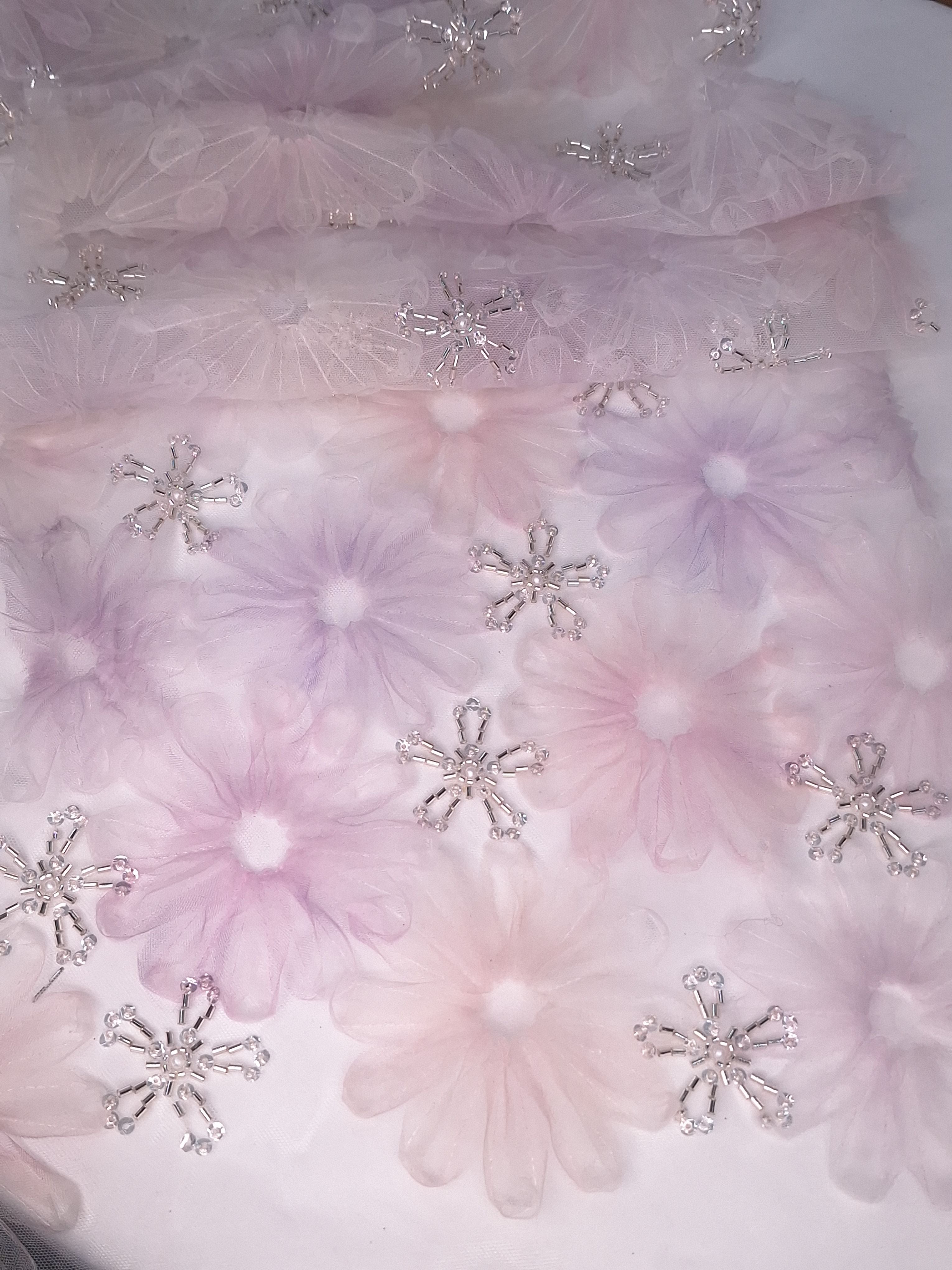 Tul bordado color rosa lila, H031, para vestidos de noche de boda y de XV años