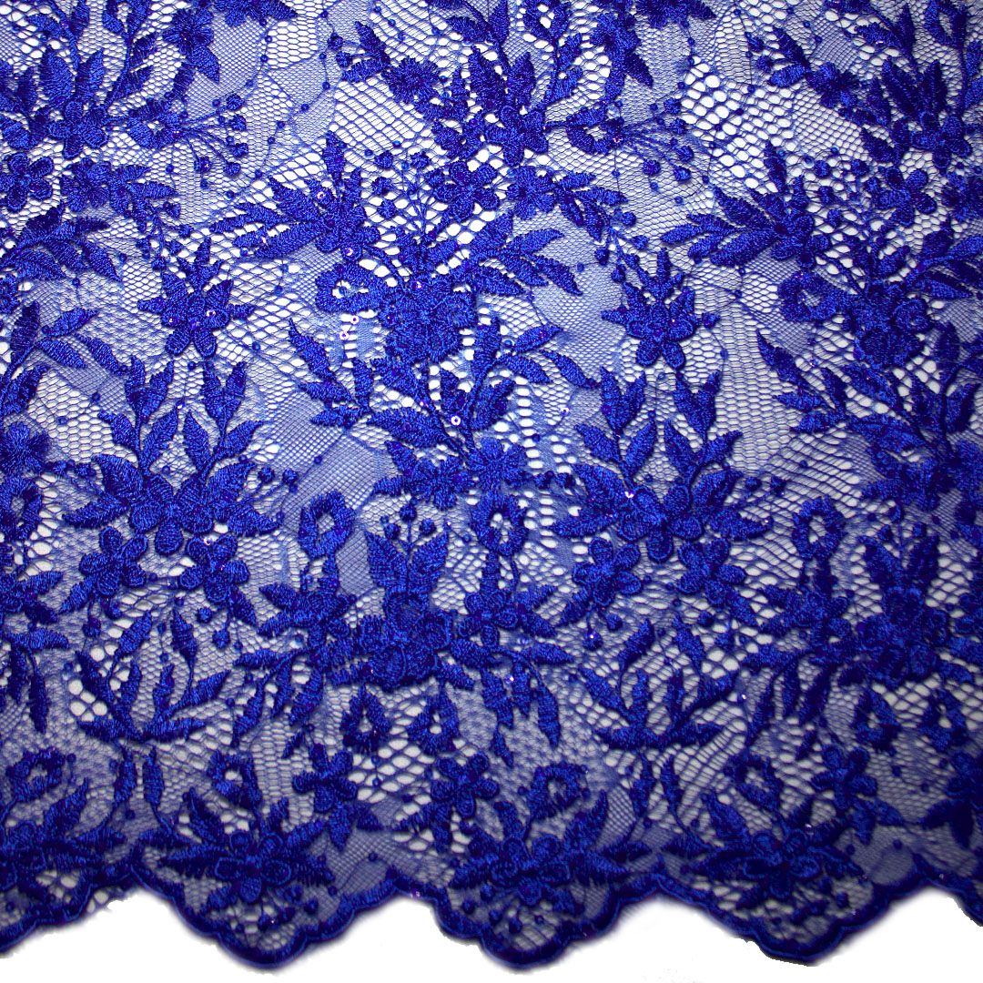 Tul bordado color rey A795, ideal para vestidos de noche de boda y de XV años