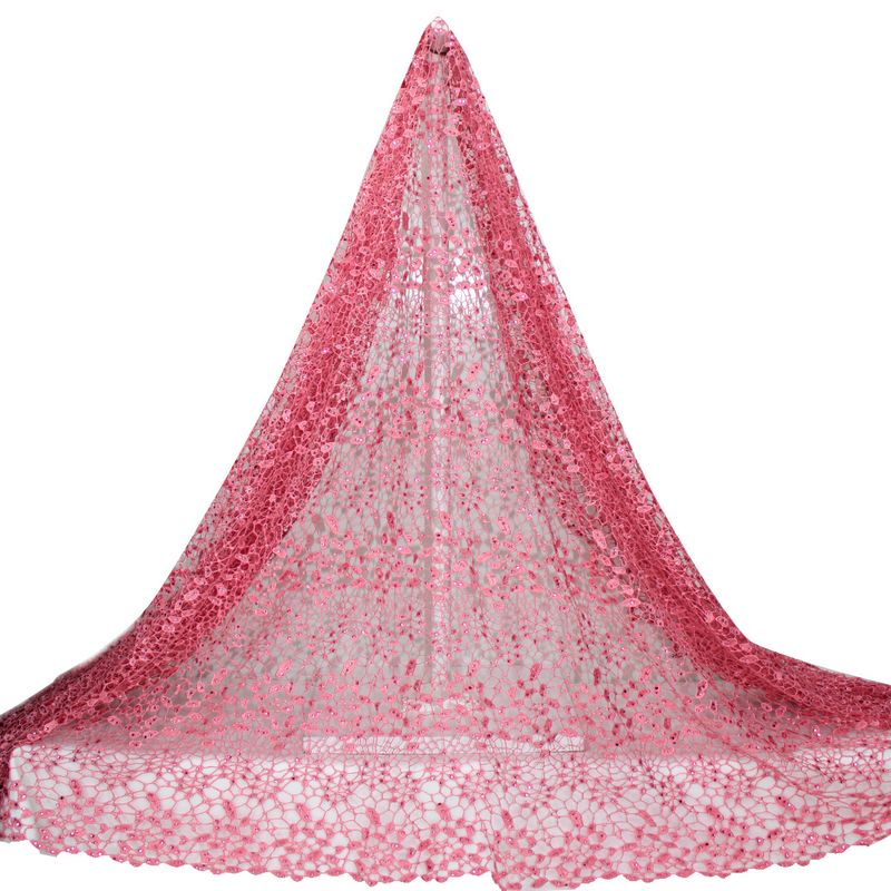 Tul bordado color rosa A241, ideal para vestidos de noche de boda y de xv años