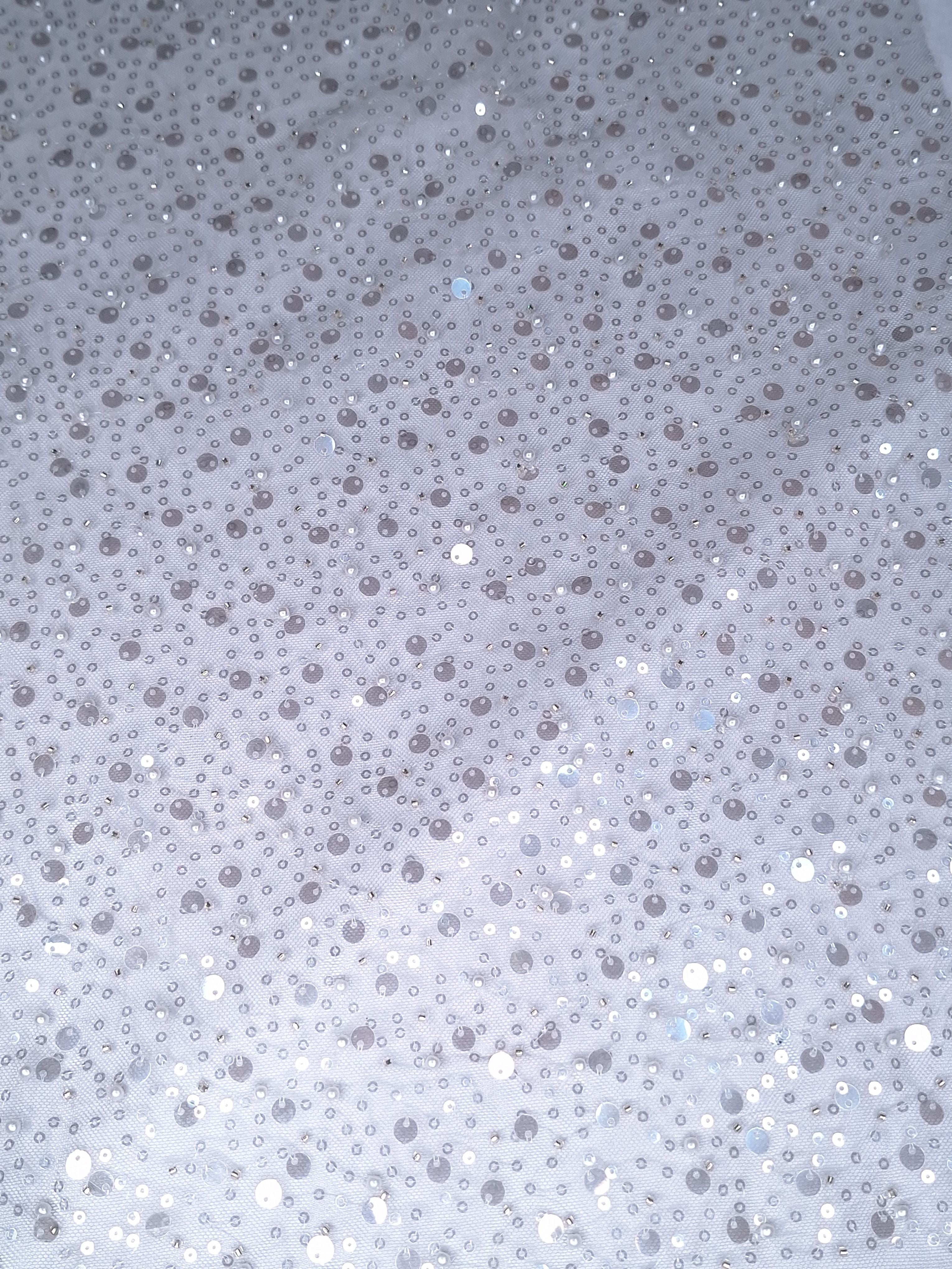 Tul bordado color plata A985, ideal para vestidos de noche de boda y de XV años