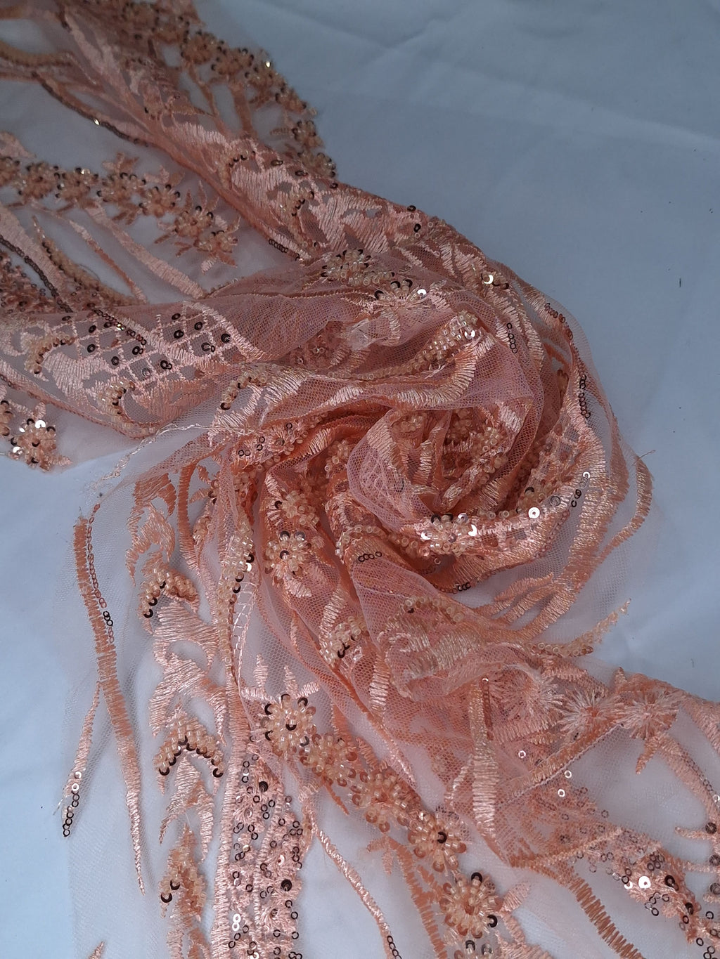 Tul bordado color melon nuevo A951, ideal para vestidos de noche de boda y de XV años