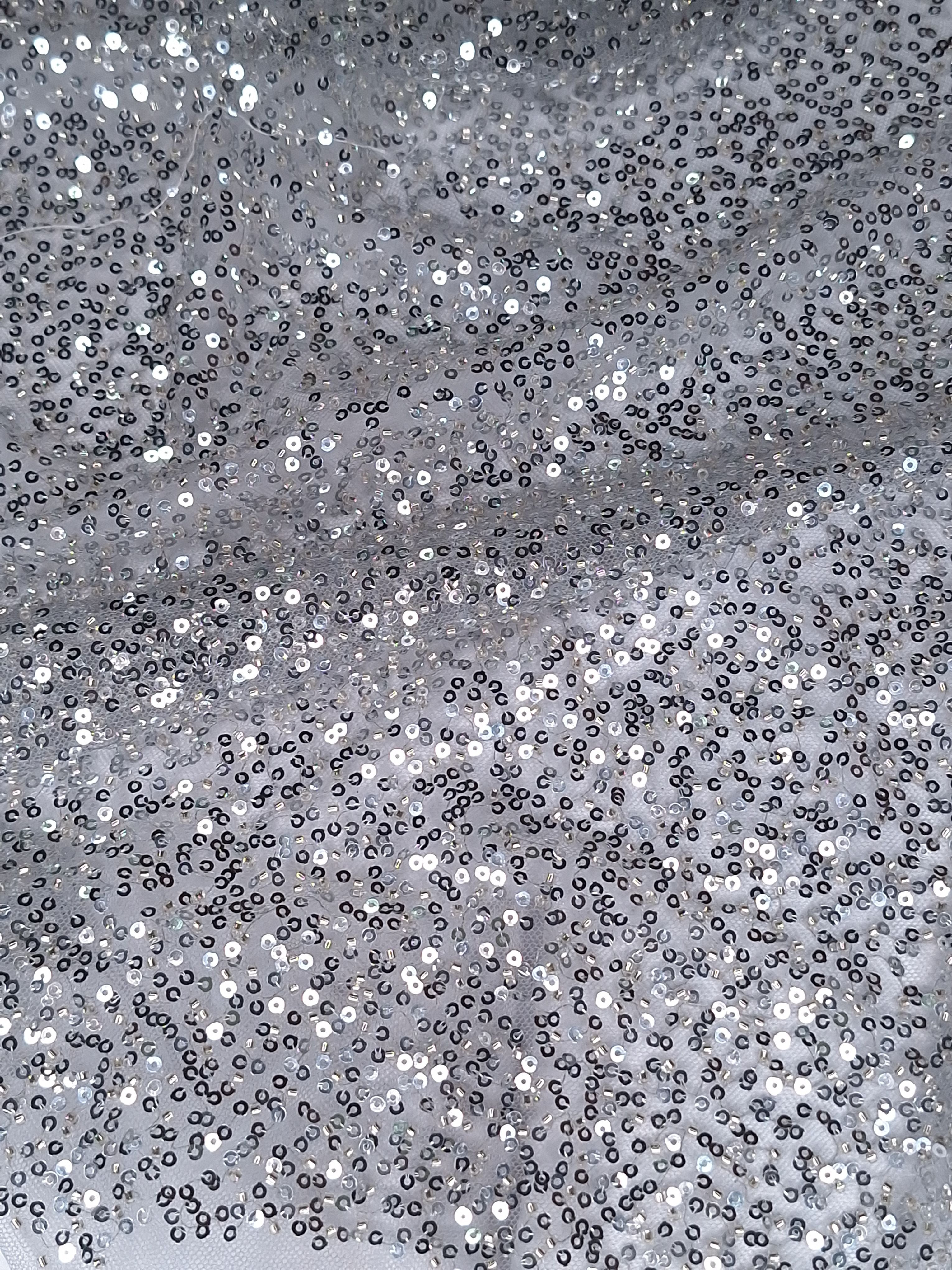 Tul bordado color plata FR979, ideal para vestidos de noche de boda y de XV A979