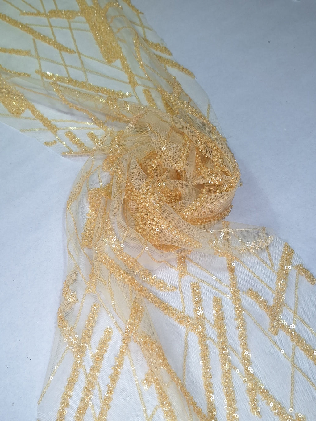 Tul bordado color oro A826, ideal para vestidos de noche de boda y de XV años