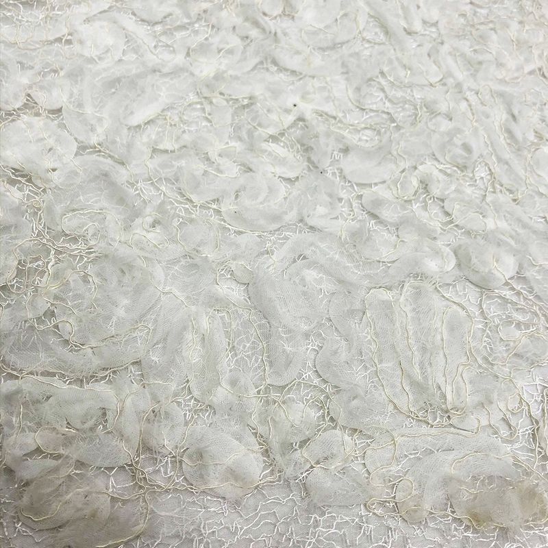 Tul bordado color hueso A424, ideal para vestidos de noche de boda y de XV años