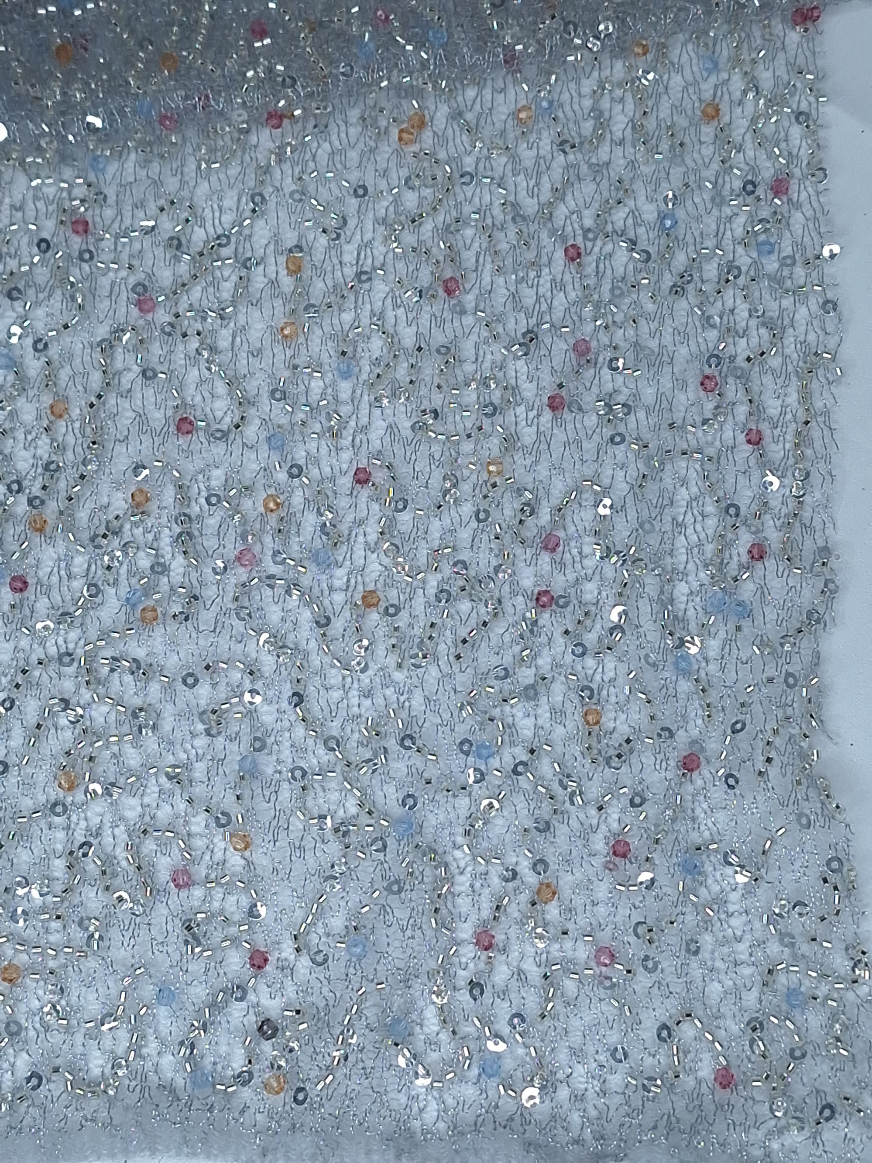 Tul bordado color gris H171, ideal para vestidos de noche de boda y de XV años