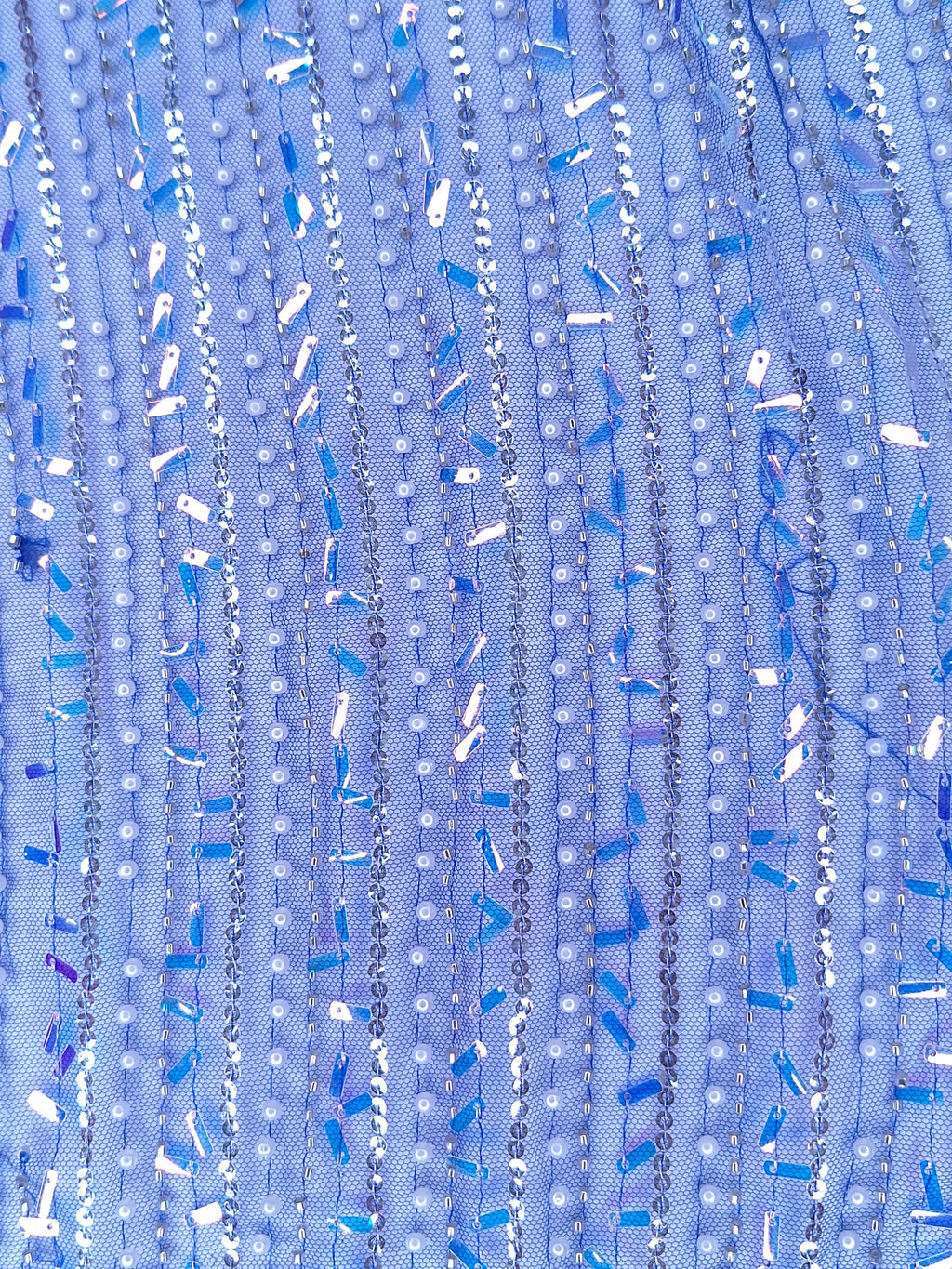 Tul bordado color azul rey H122, ideal para vestidos de noche de boda y de XV años