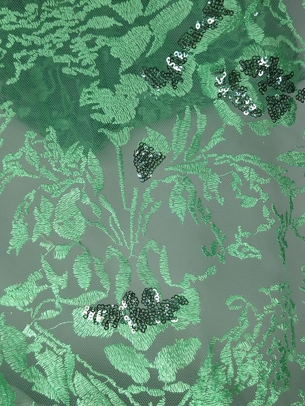 Tul bordado color menta A603, ideal para vestidos de noche de boda y de XV años