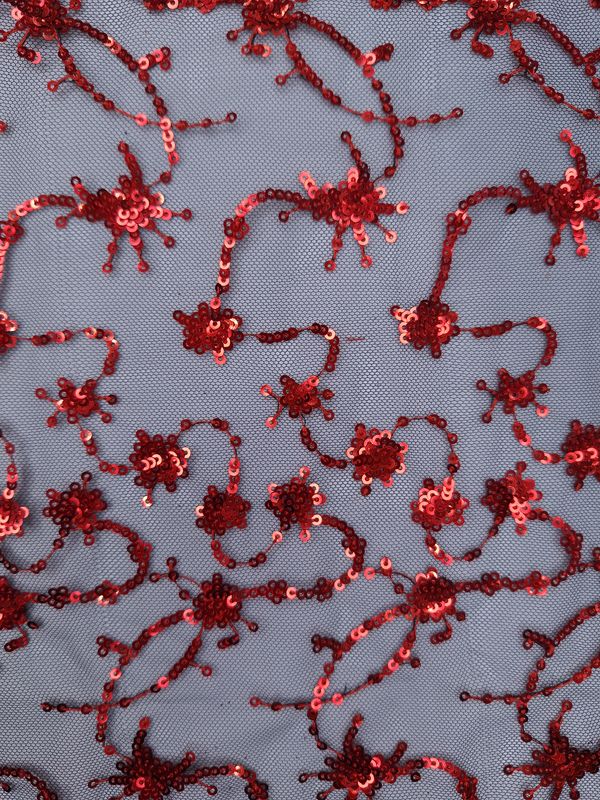 Tul bordado color rojo A809, ideal para vestidos de noche de boda y de XV años