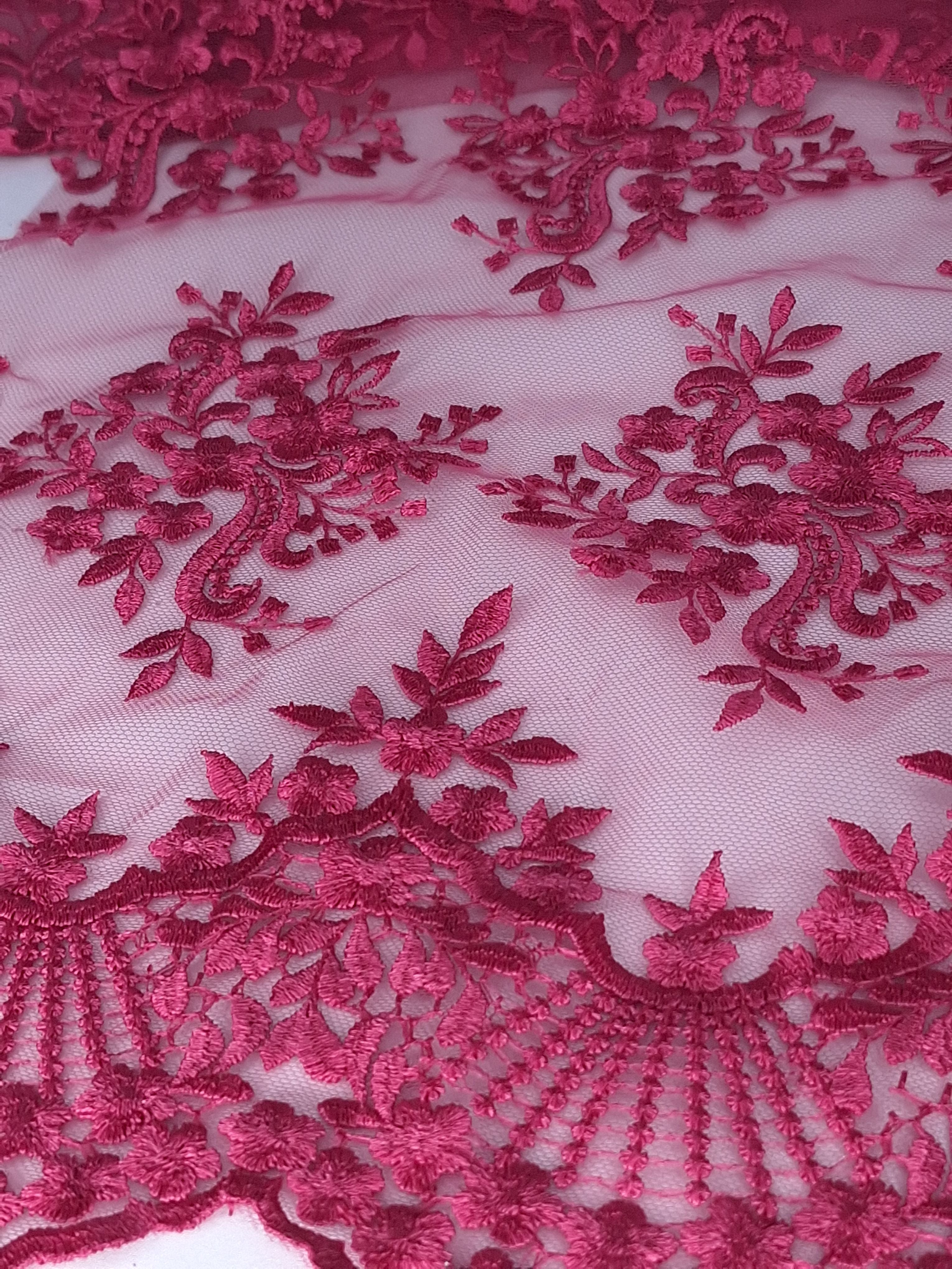Tul bordado color rojo quemado A837, ideal para vestidos de noche de boda y de XV