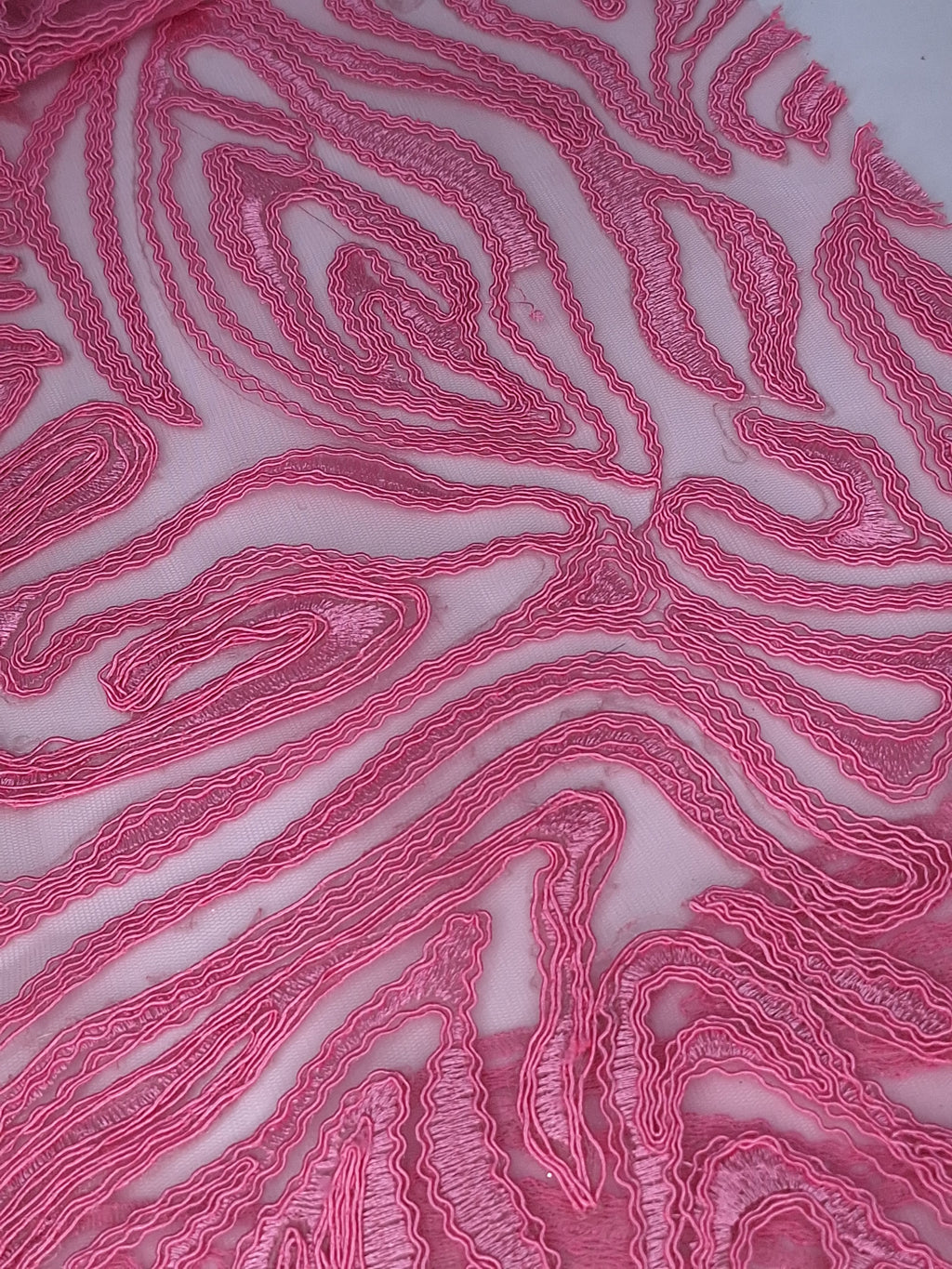 Tul bordado color rosa A154 para vestidos de noche de boda y de XV años