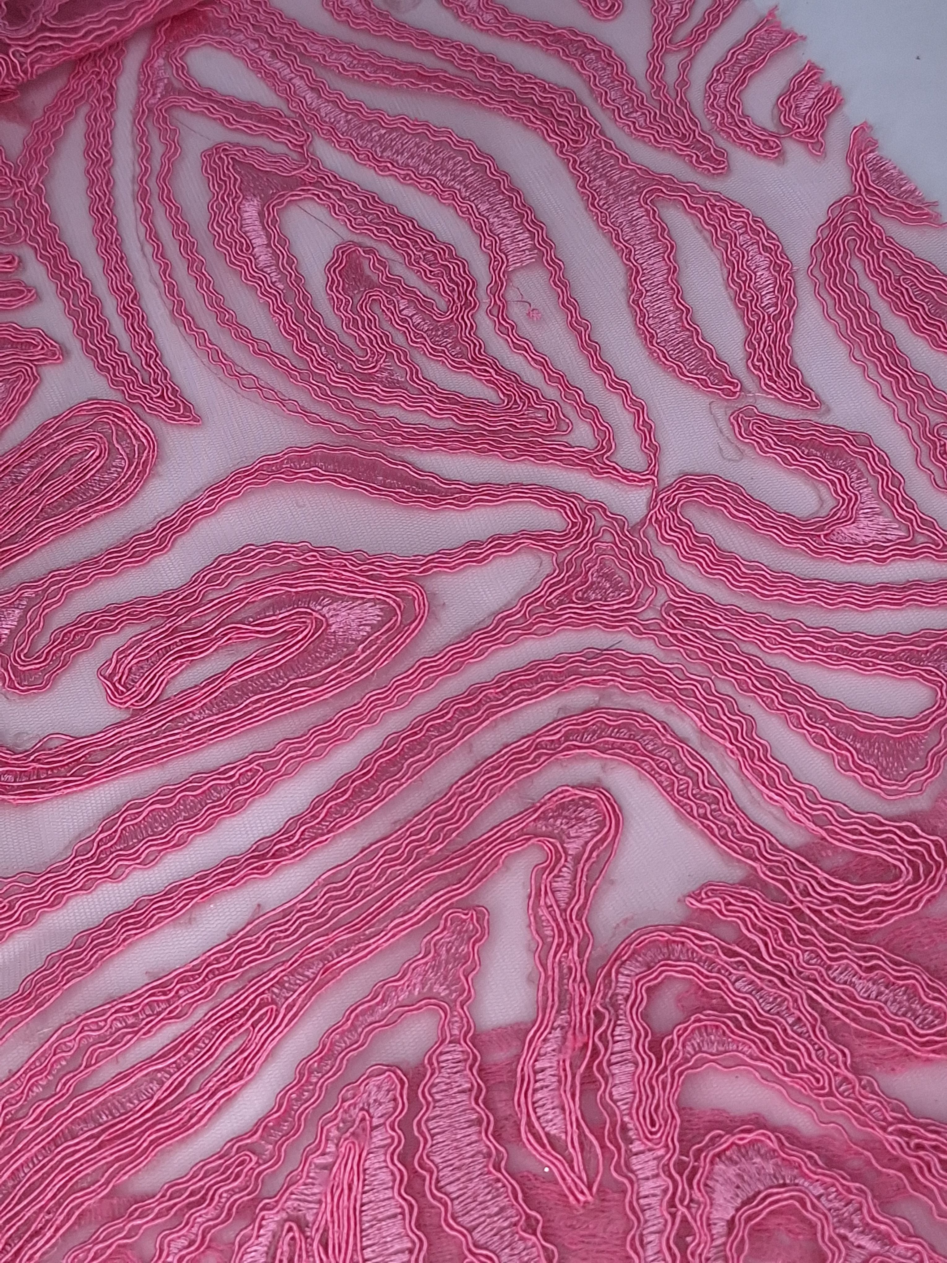 Tul bordado color rosa A154 para vestidos de noche de boda y de XV años