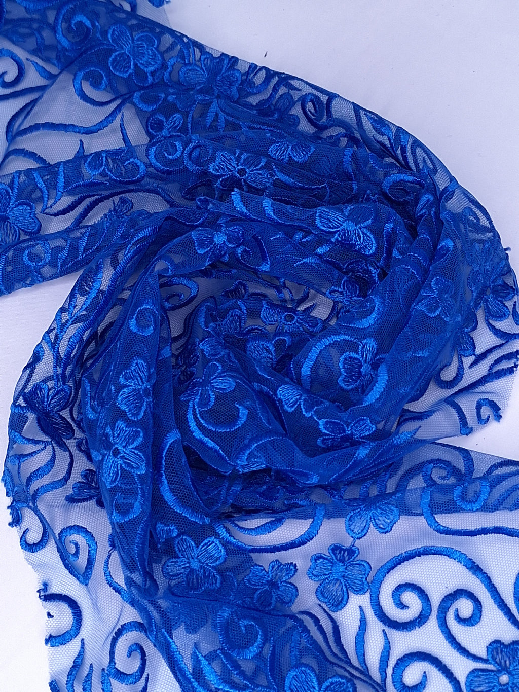 Tul bordado color azul rey A953, ideal para vestidos de noche de boda y de XV años