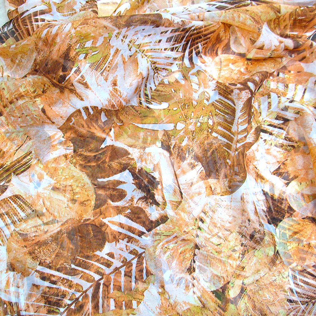 Tul bordado color anaranjado A264, ideal para vestidos de noche de boda y de XV años