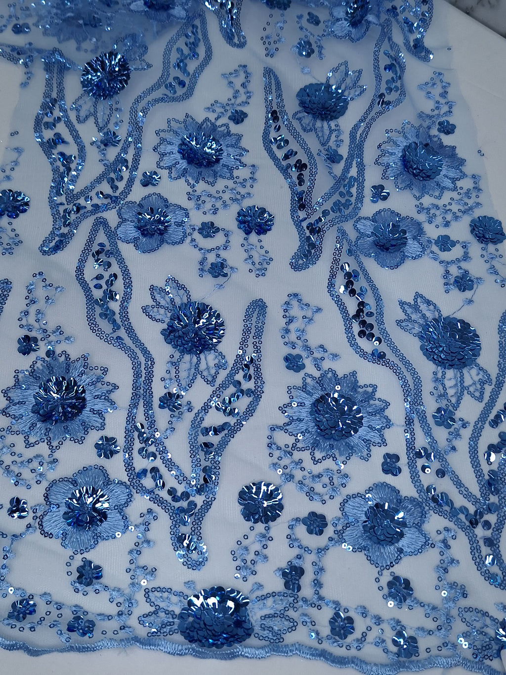 Tul bordado color plumbago H104, ideal para vestidos de noche de boda y de XV años