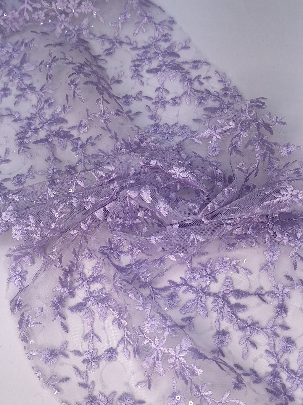 Tul bordado color lila claro H081, ideal para vestidos de noche de boda y de XV años