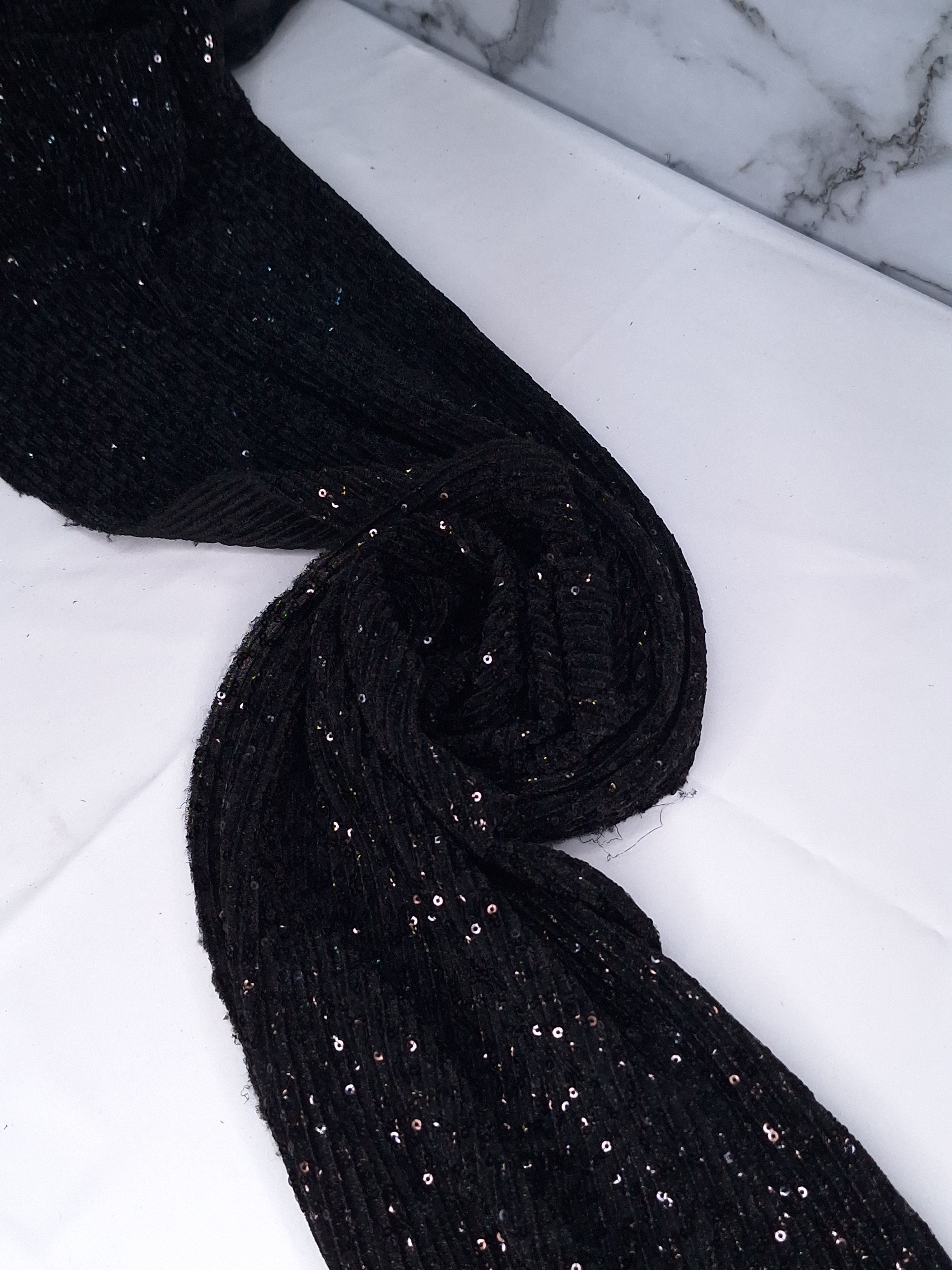 Tul bordado color negro A978, ideal para vestidos de noche de boda y de XV años