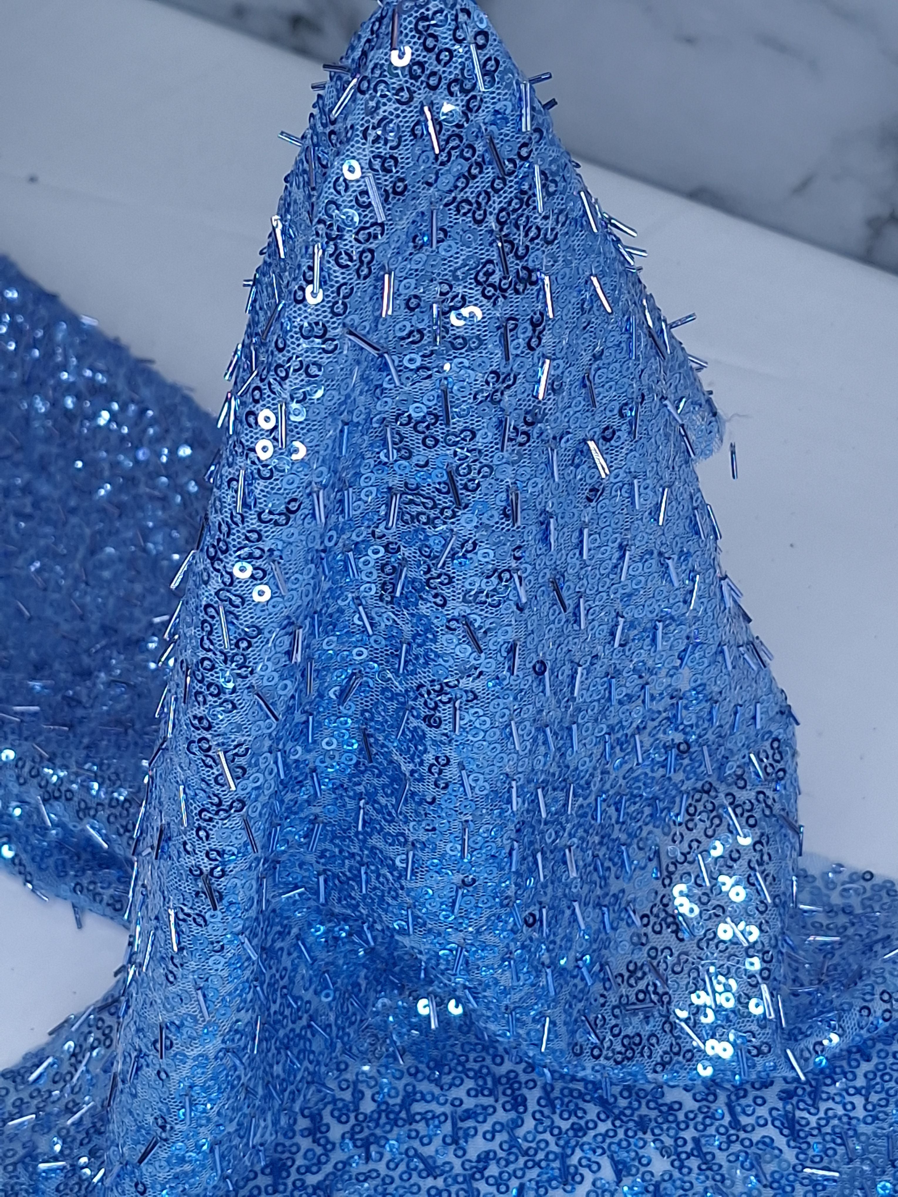 Tul bordado color plumbago H093, ideal para vestidos de noche de boda y de XV años