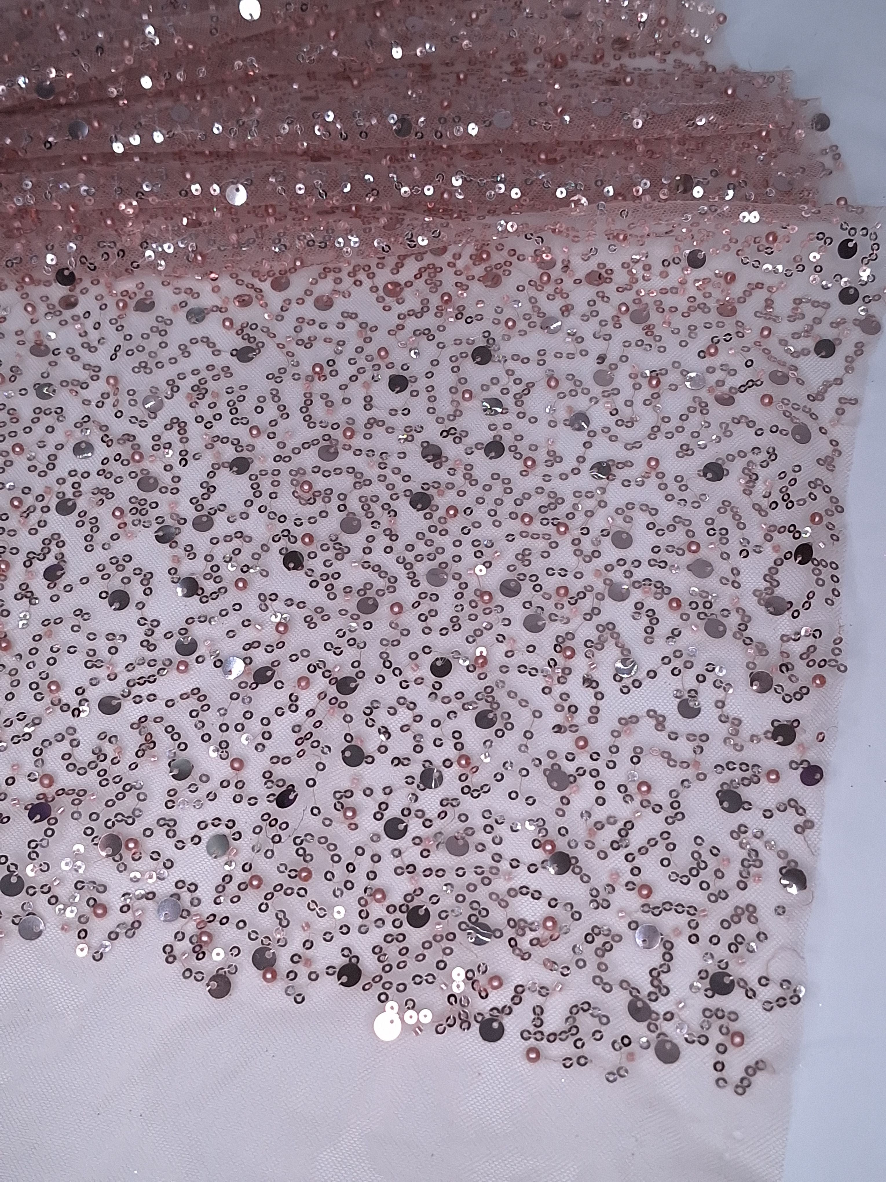 Tul bordado color rosa, H071, ideal para vestidos de noche de boda y de XV años