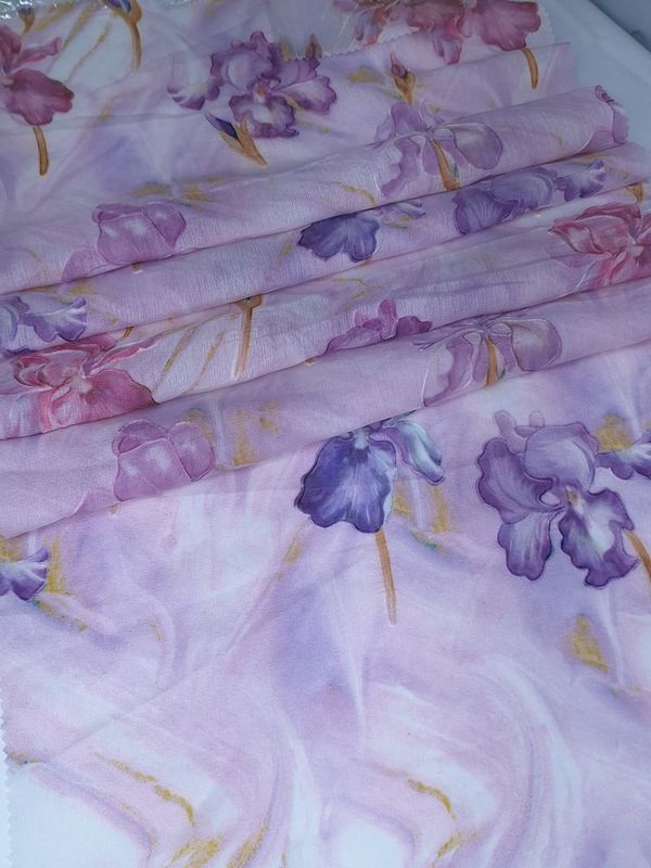 Tul bordado color lila H224, ideal para vestidos de noche de boda y de XV años