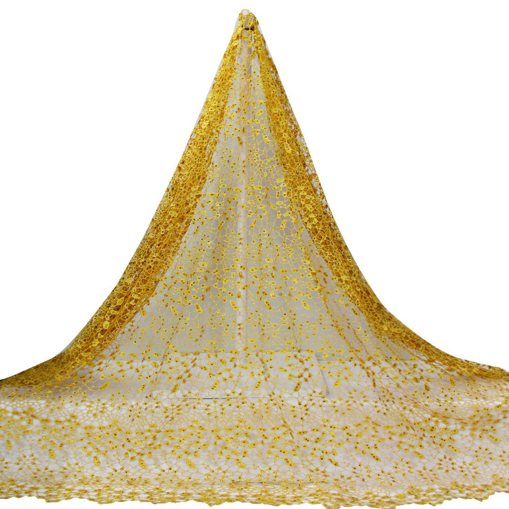 Tul bordado color amarillo A241, ideal para vestidos de noche de boda y de XV años