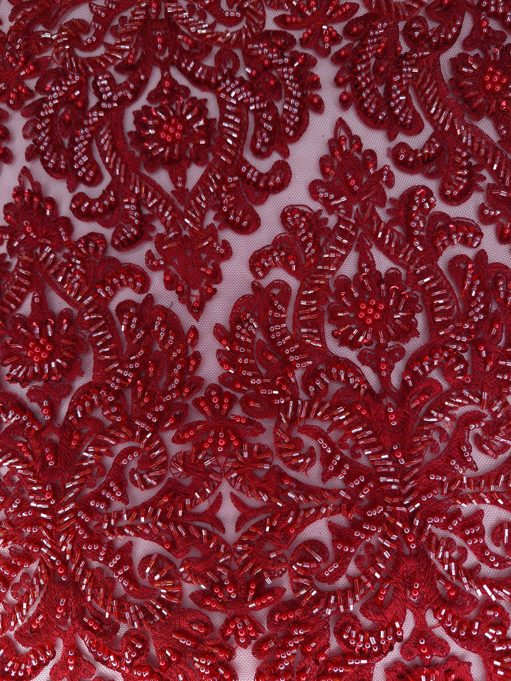 Tul bordado color rojo A864, ideal para vestidos de noche de boda y de XV años