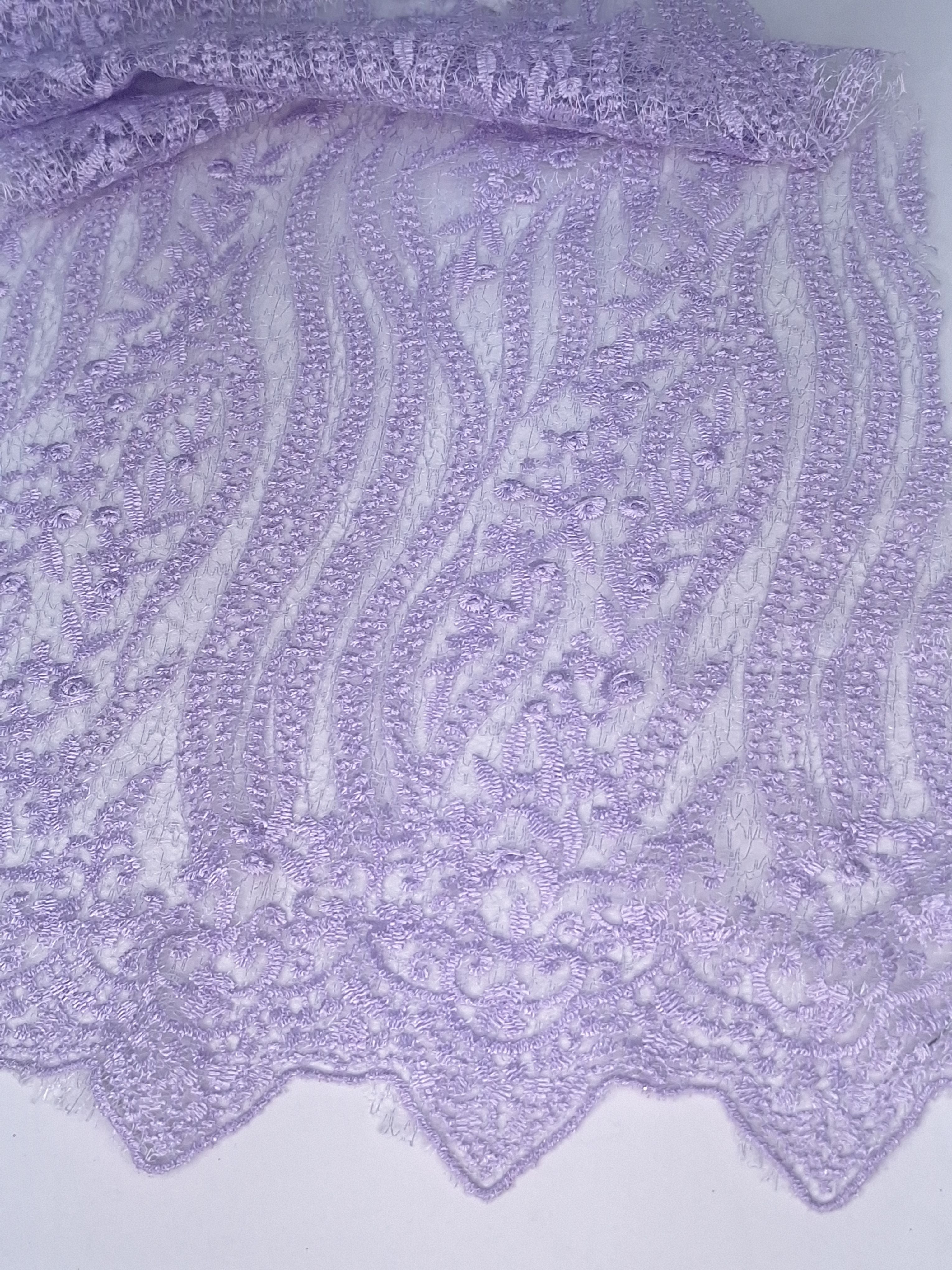Tul bordado color lila claro H084, ideal para vestidos de noche de boda y de xv años