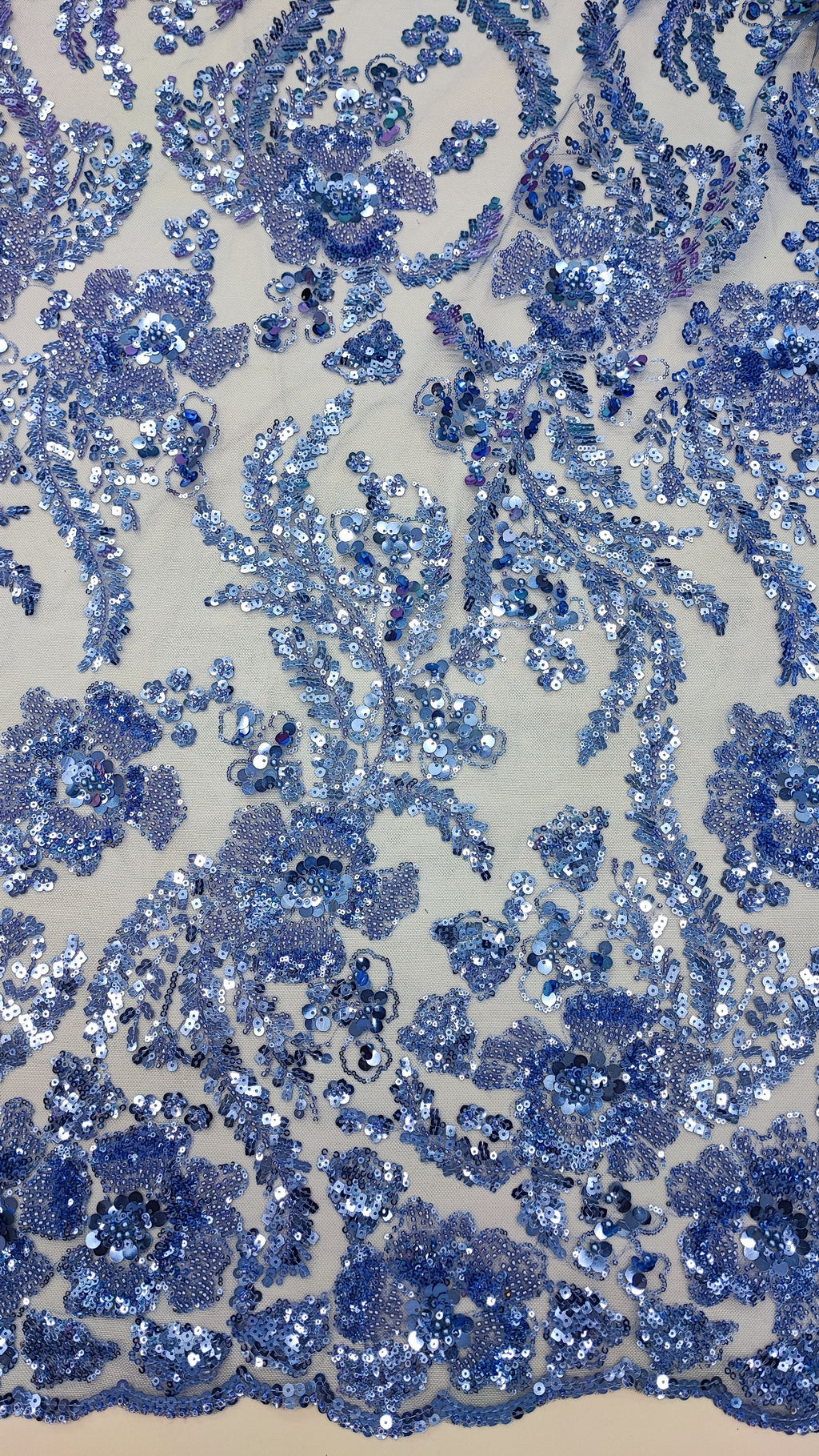 Tul bordado color plumbago A827, ideal para vestidos de noche de boda y de XV años