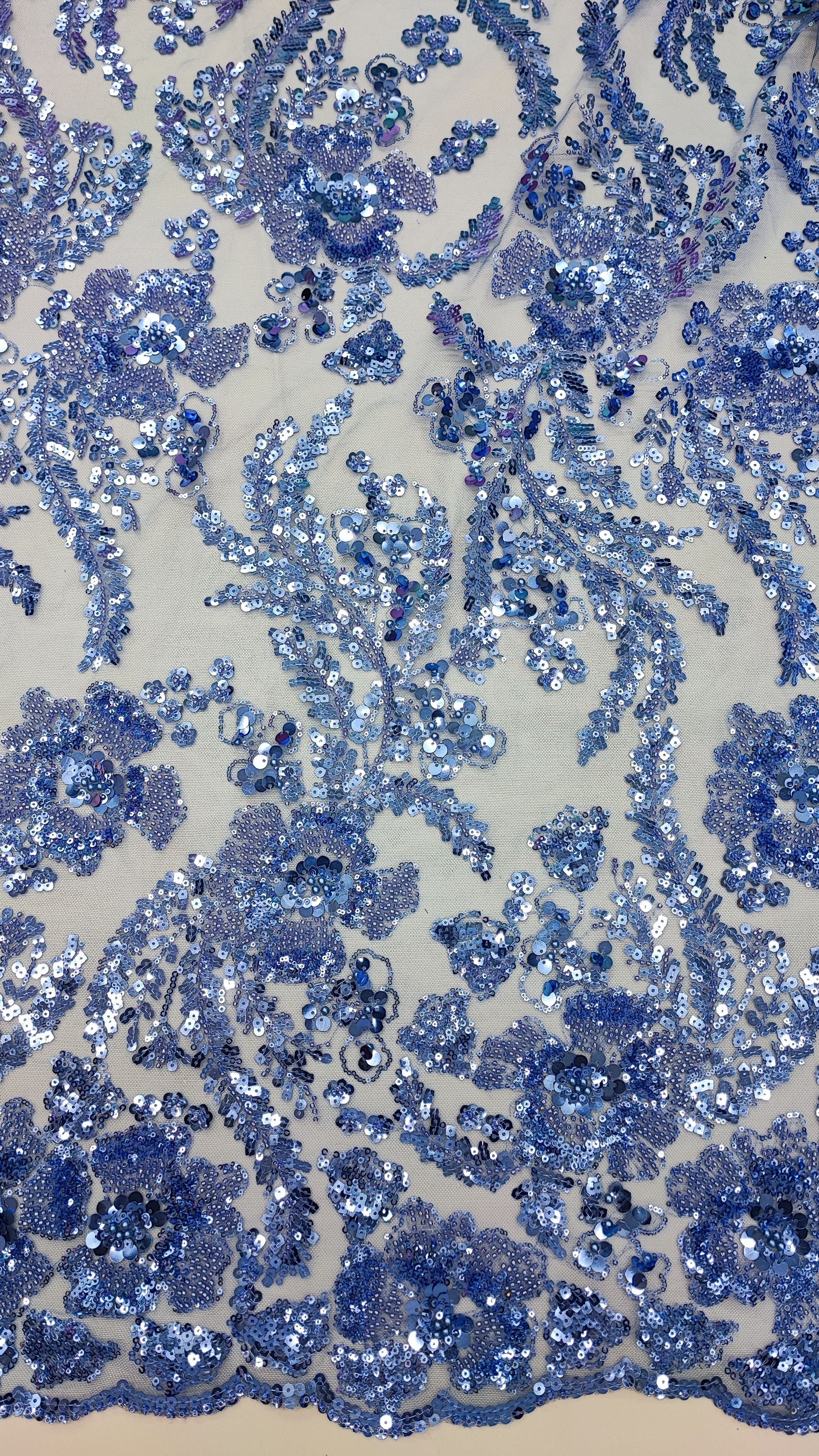 Tul bordado color plumbago A827, ideal para vestidos de noche de boda y de XV años