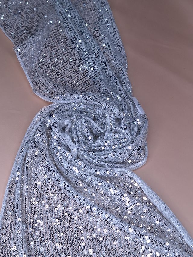 Tul bordado color plata A913, ideal para vestidos de noche de boda y de XV años