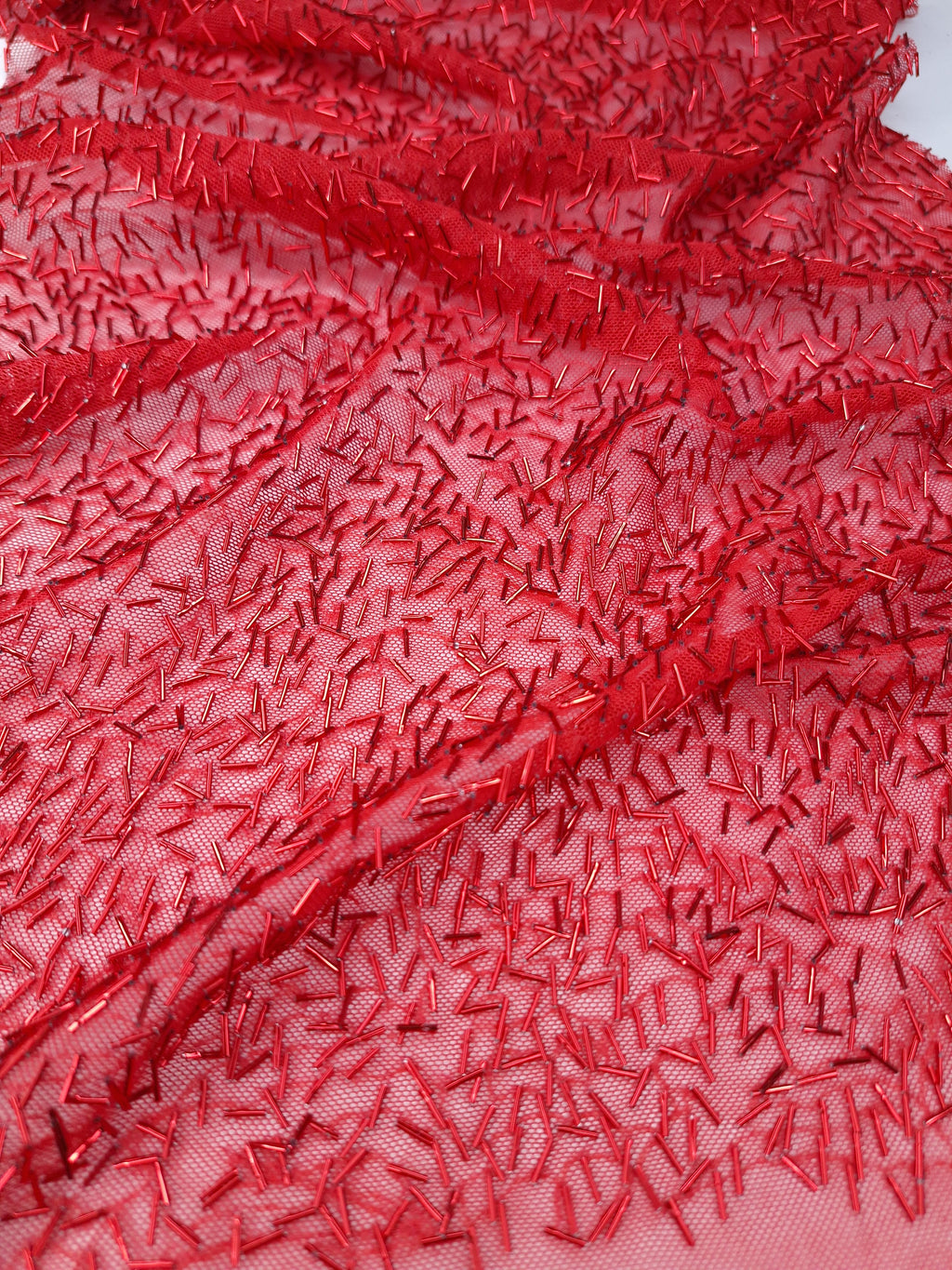 Tul bordado color rojo H072, ideal para vestidos de noche de boda y de XV años