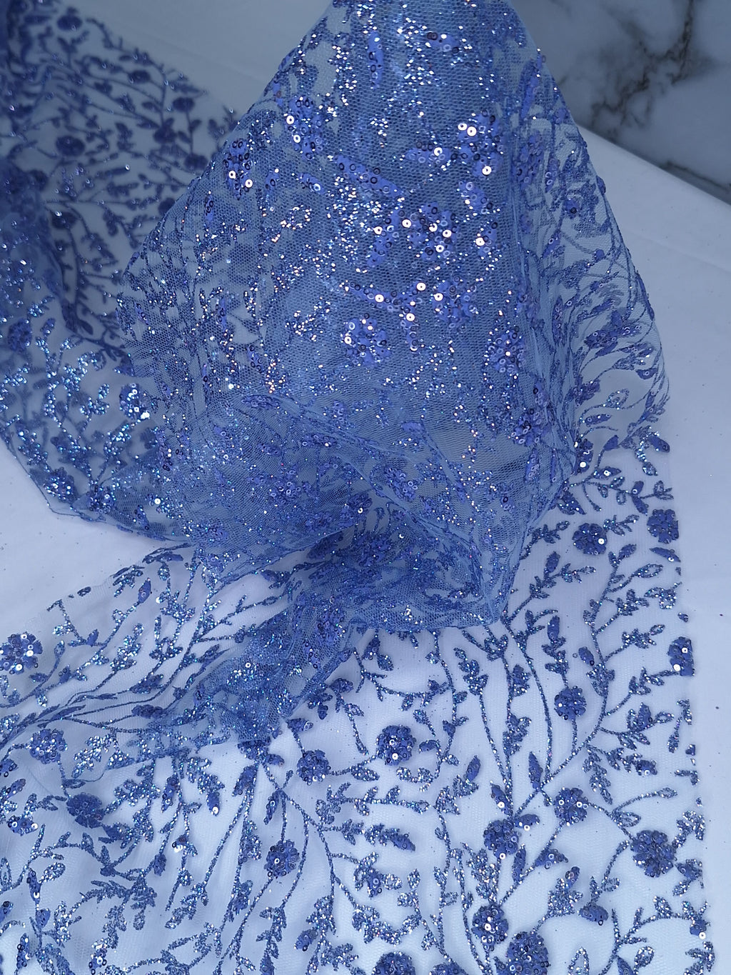 Tul bordado color plumbago H036, ideal para vestidos de noche de boda y de XV años