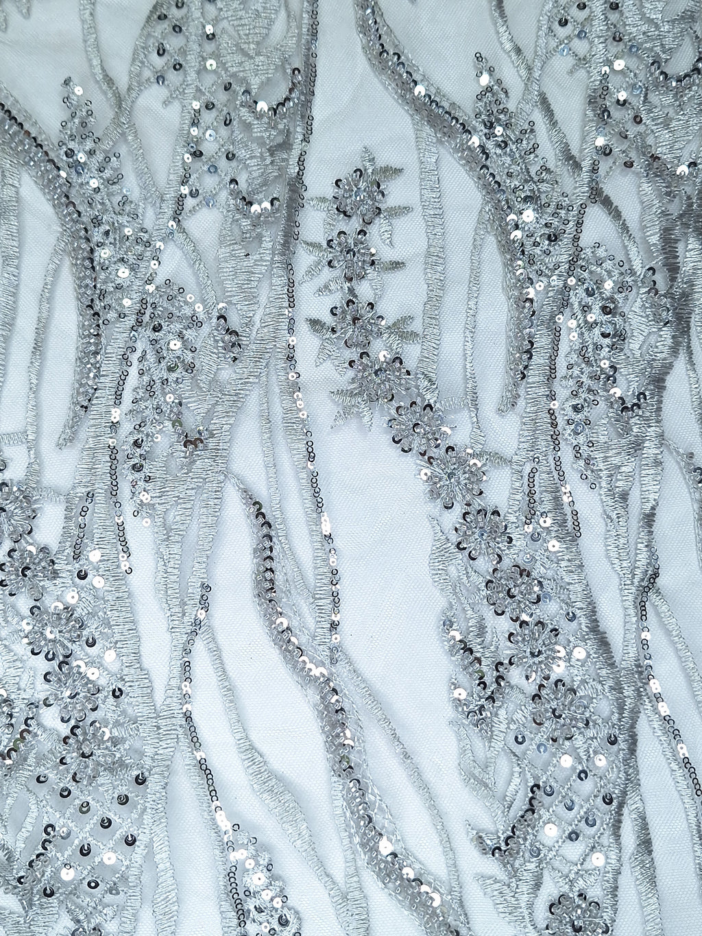 Tul bordado color gris A951, ideal para vestidos de noche de boda y de XV años
