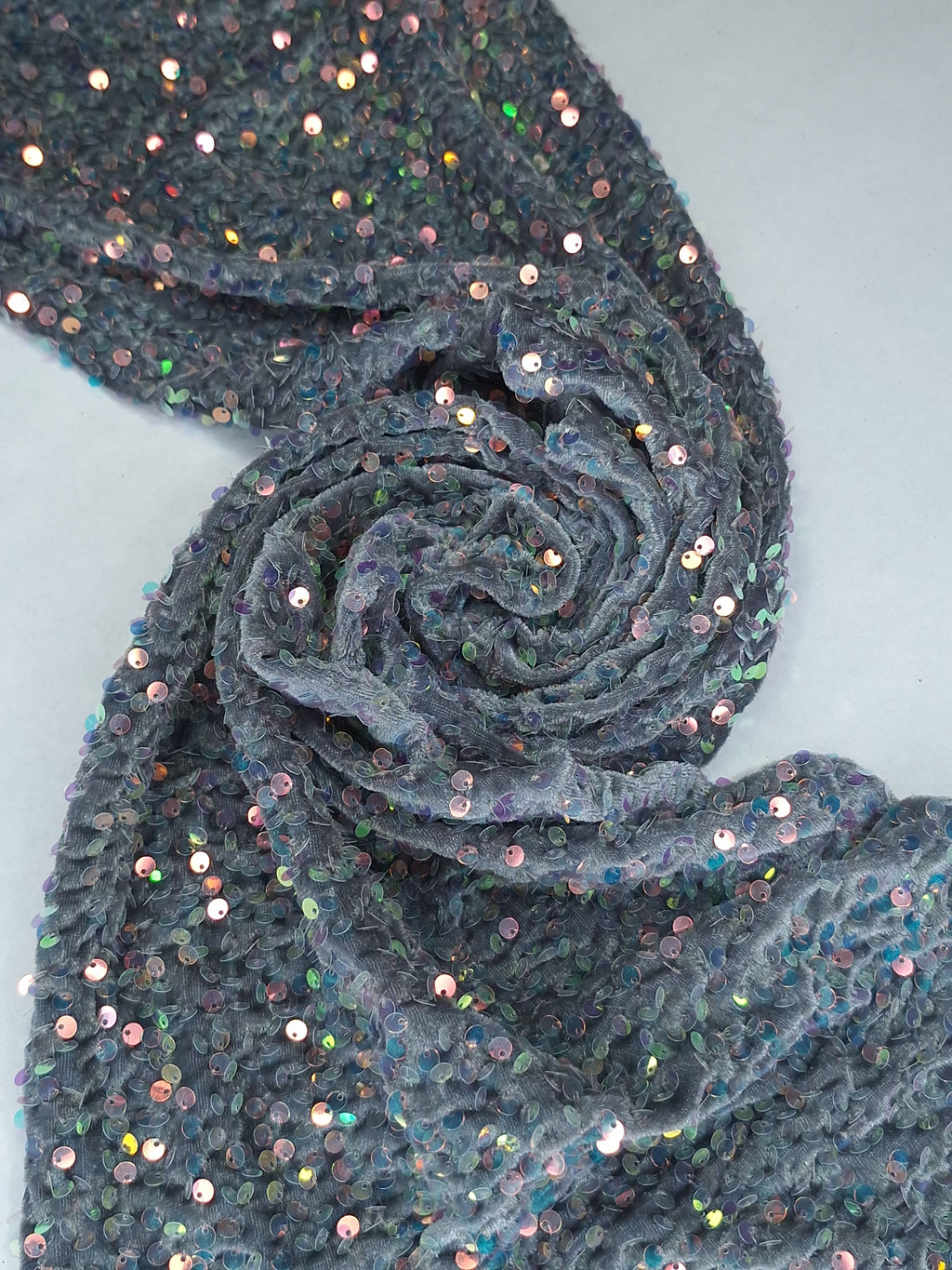 Tul bordado color gris arcoiris A900, ideal para vestidos de noche de boda y de XV años