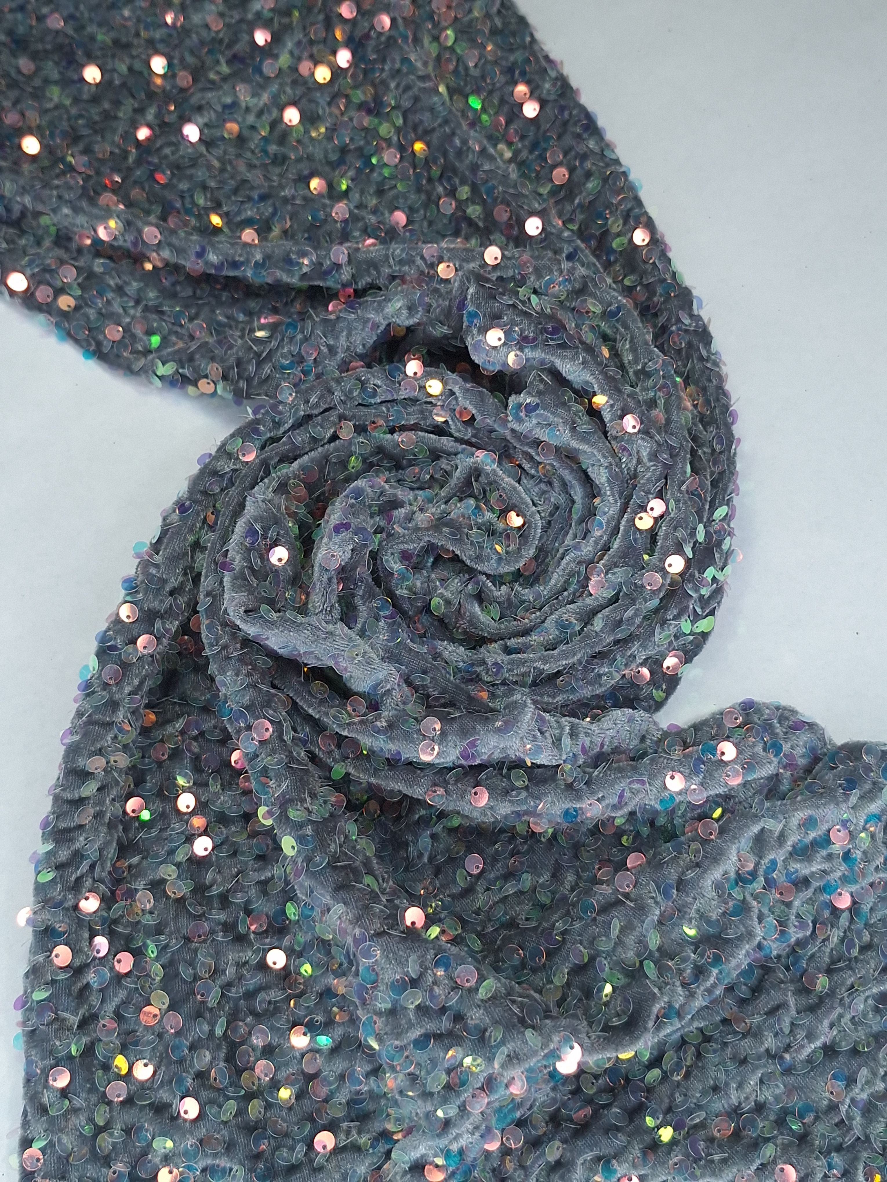 Tul bordado color gris arcoiris A900, ideal para vestidos de noche de boda y de XV años