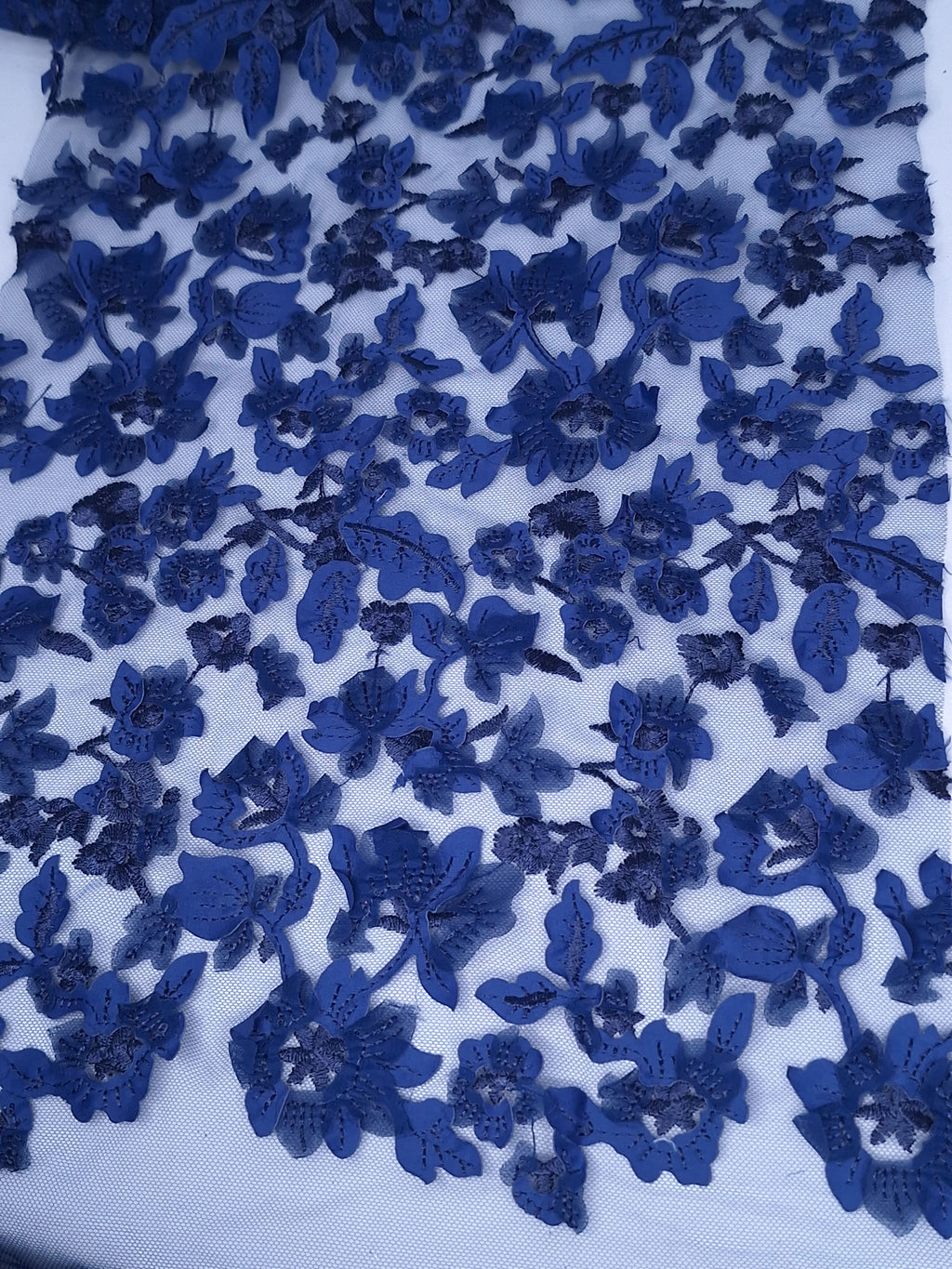 Tul bordado color azul marino A615, ideal para vestidos de noche de boda y de XV años
