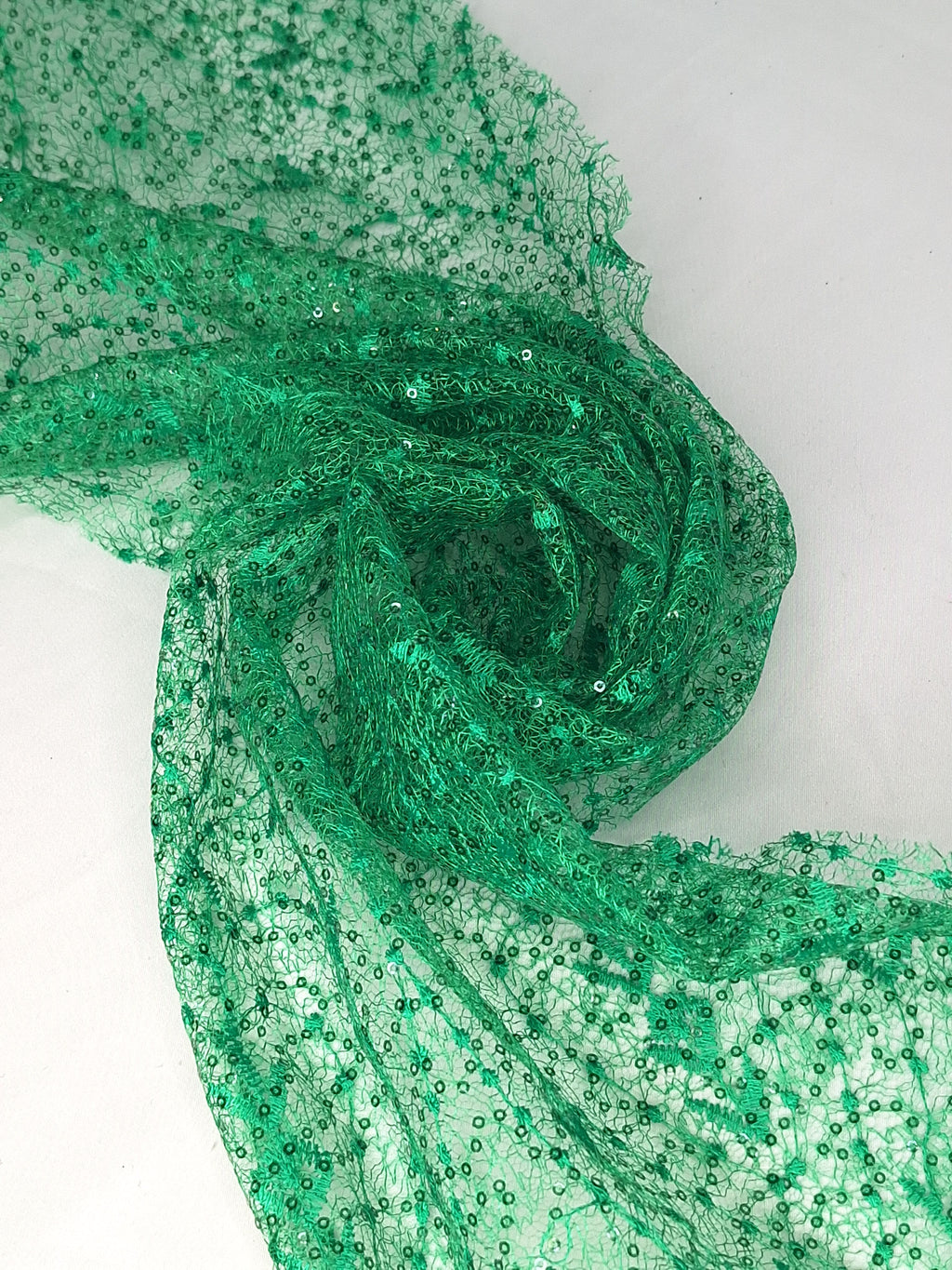 Tul bordado color esmeralda A845, ideal para vestidos de noche de boda y de XV años