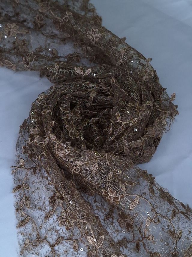 Tul bordado color oro A932, ideal para vestidos de noche de boda y de XV años