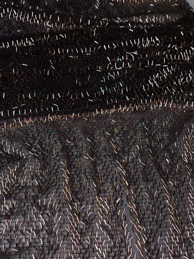 Tul bordado color oro H034, ideal para vestidos de noche de boda y de XV años