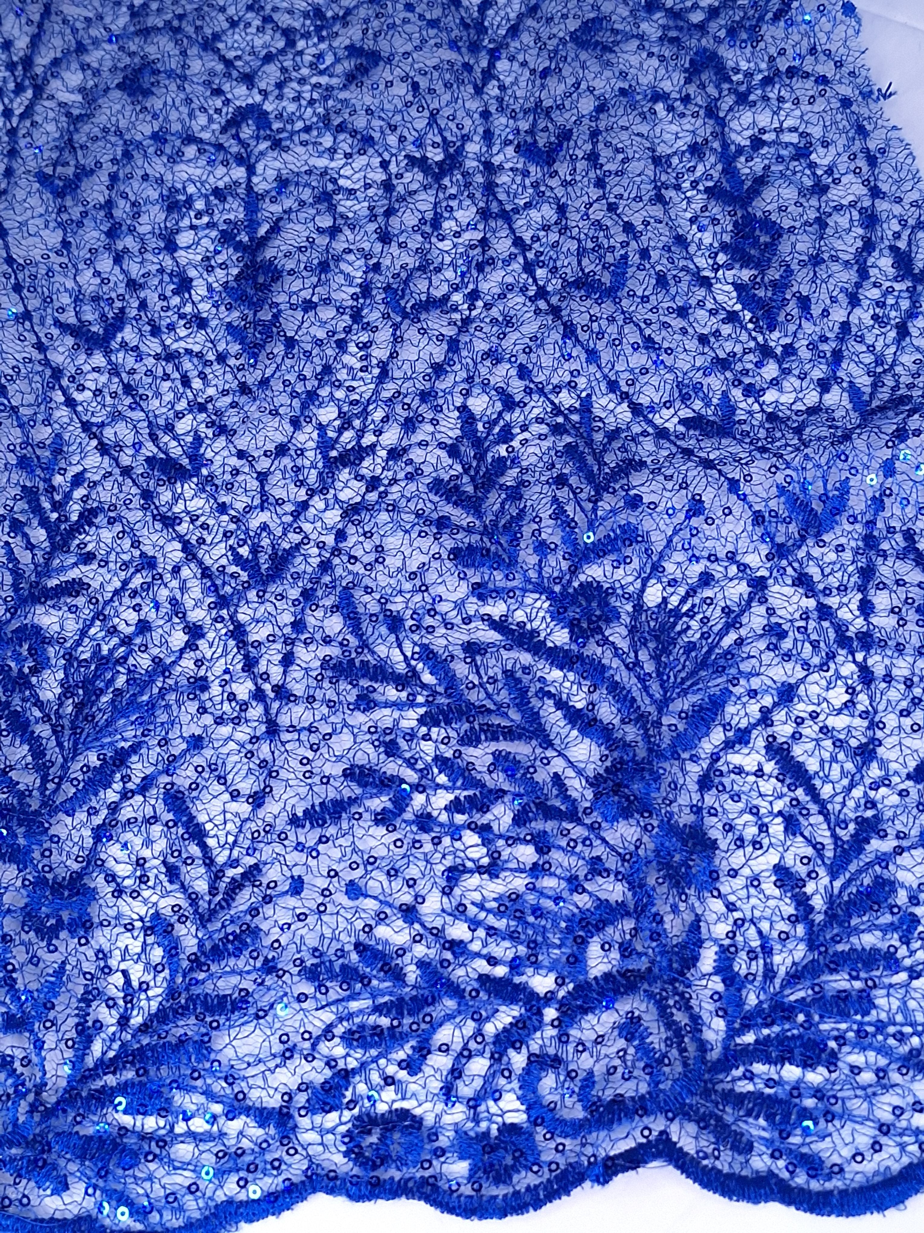 Tul bordado color azul rey A845, ideal para vestidos de noche de boda y de XV años