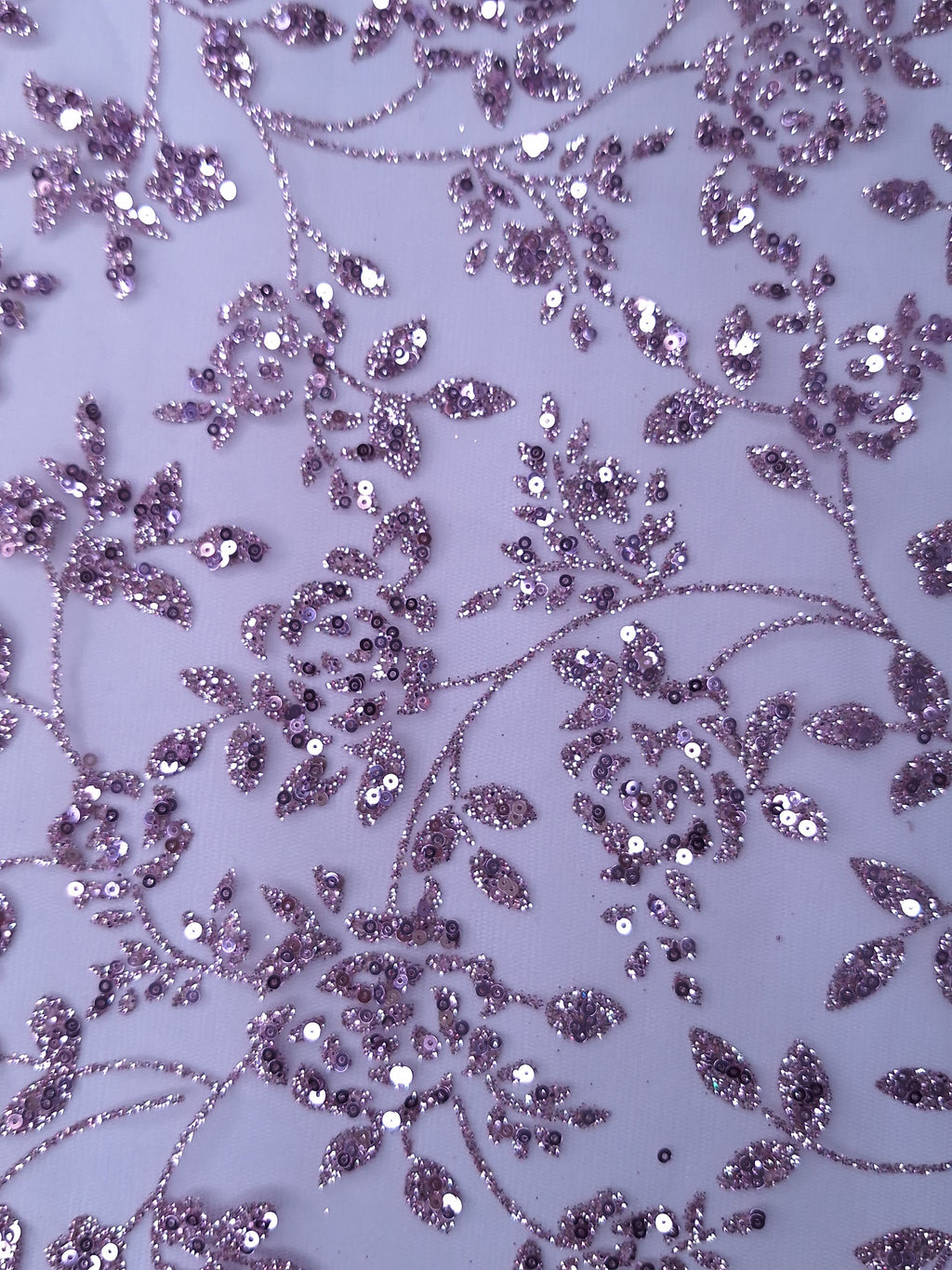 Tul bordado color Mauve H037, ideal para vestidos de noche de boda y de XV años
